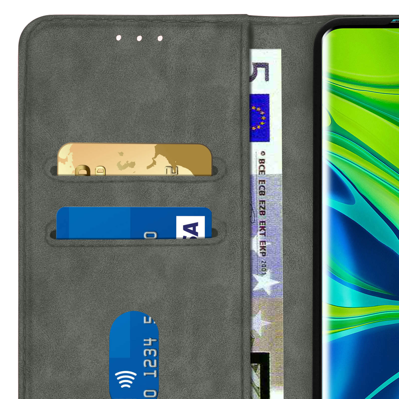 AVIZAR Chester Series, Bookcover, Xiaomi, Mi 10 Grau Note Pro