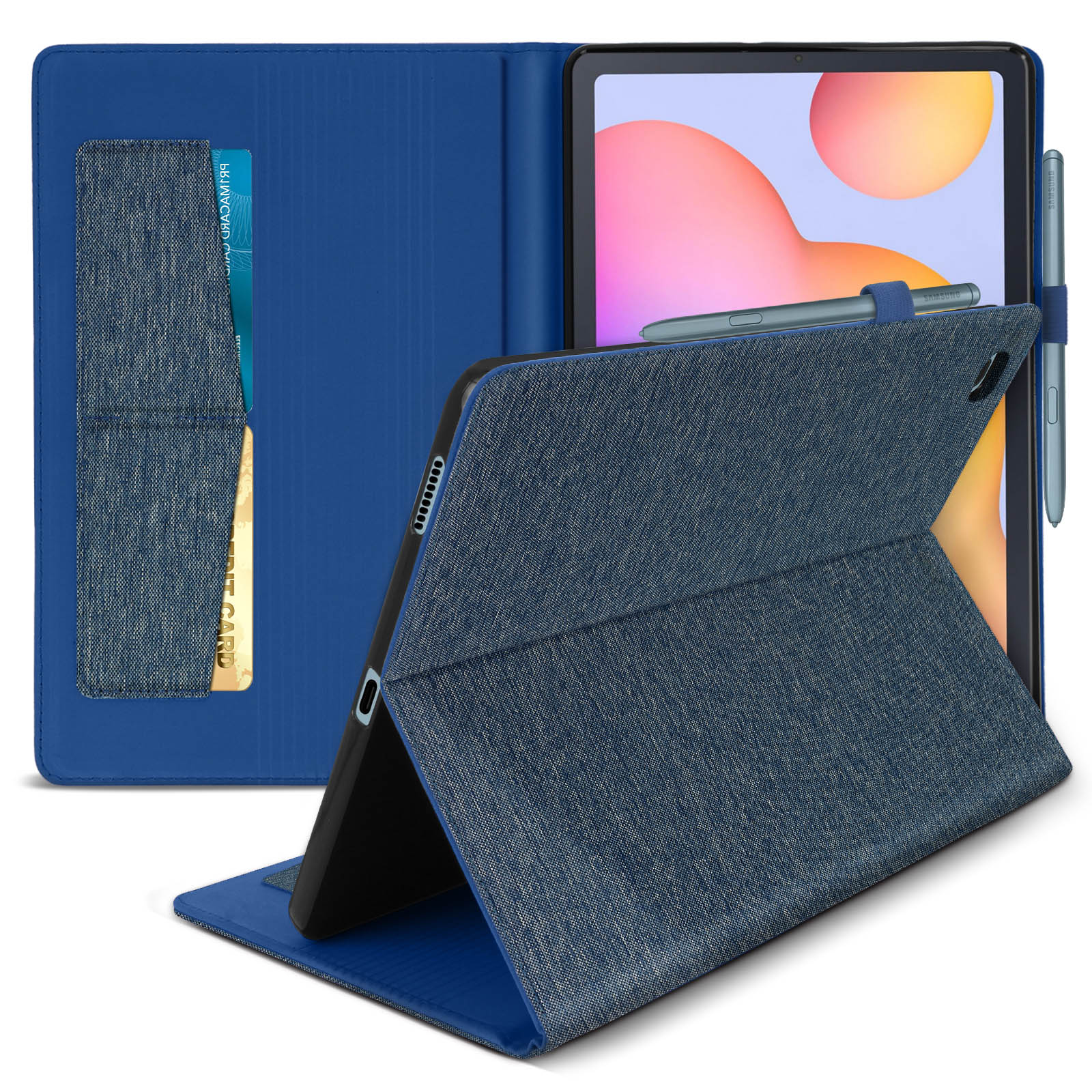 Shmats Stoff, Bookcover Etui Samsung Series Blau für AVIZAR