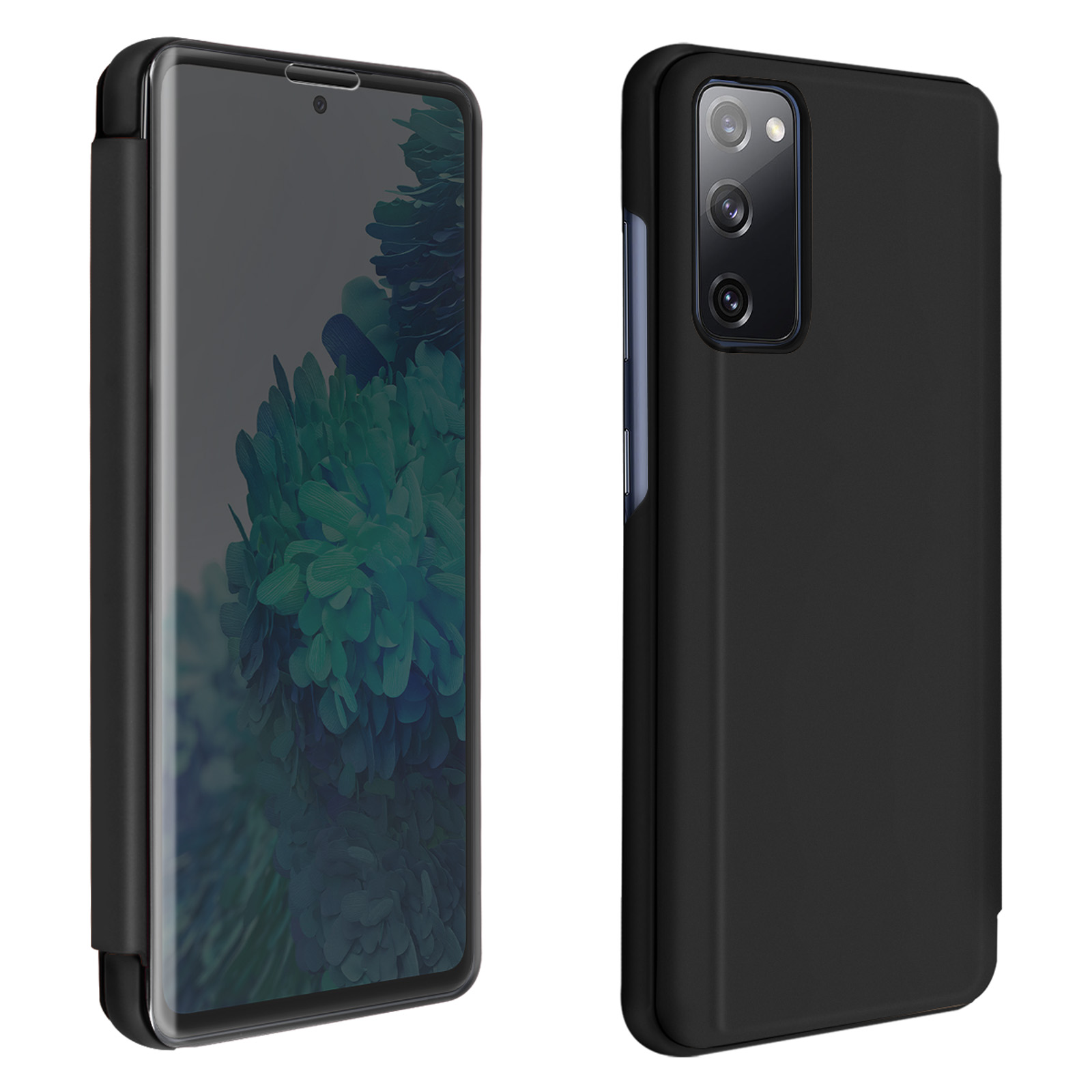 Telefono con protezione schermo installata e custodia nera. Lo schermo è scuro.