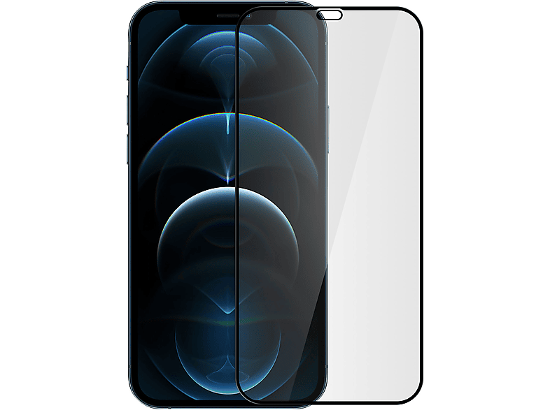 AVIZAR Gehärtetes 12 iPhone Härtegrad, Glas-Folien(für Schutzfolie Schwarz mit Pro) Rand Apple 9H Glas