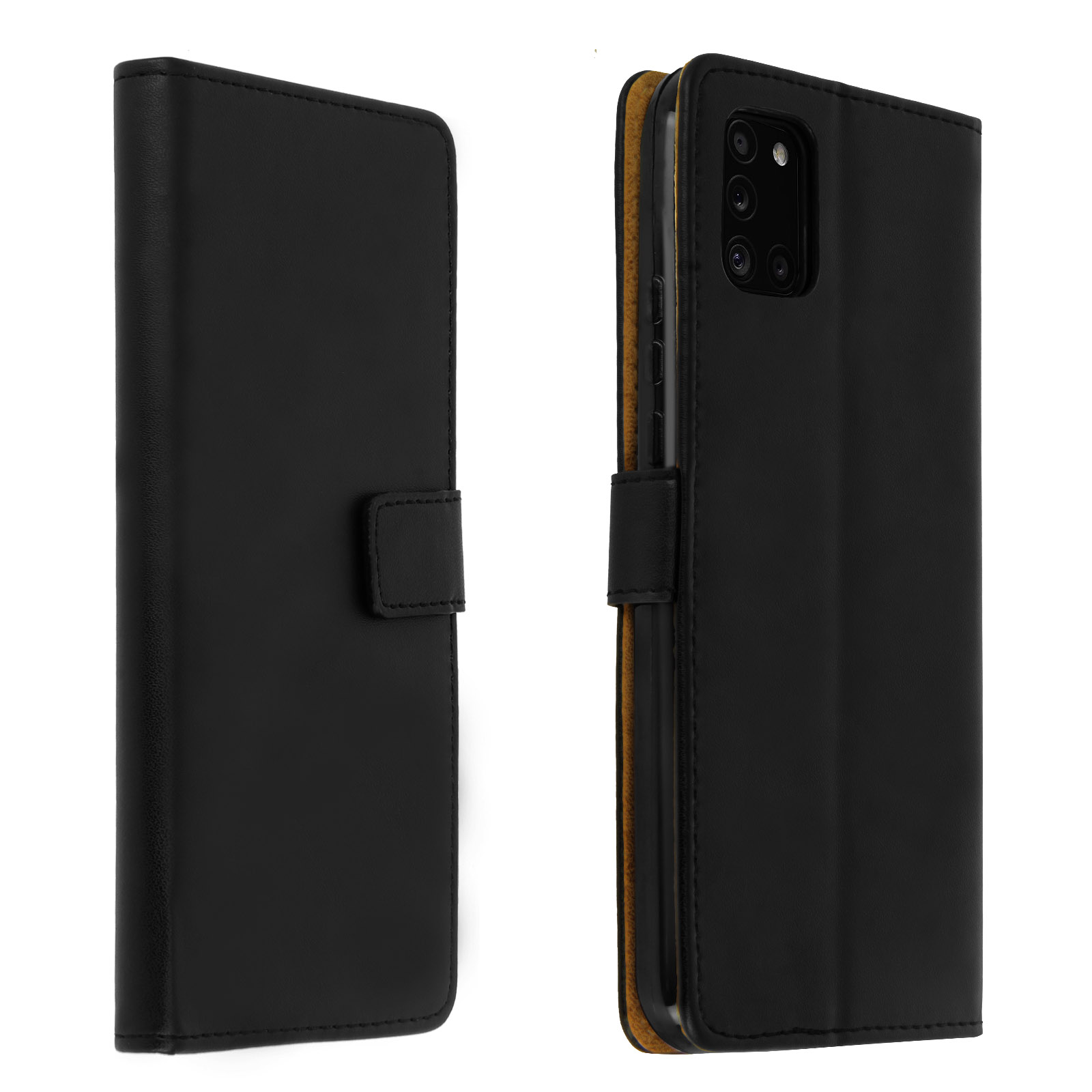 Custodia nera, chiusa, con un telefono all'interno. Il telefono non è visibile.