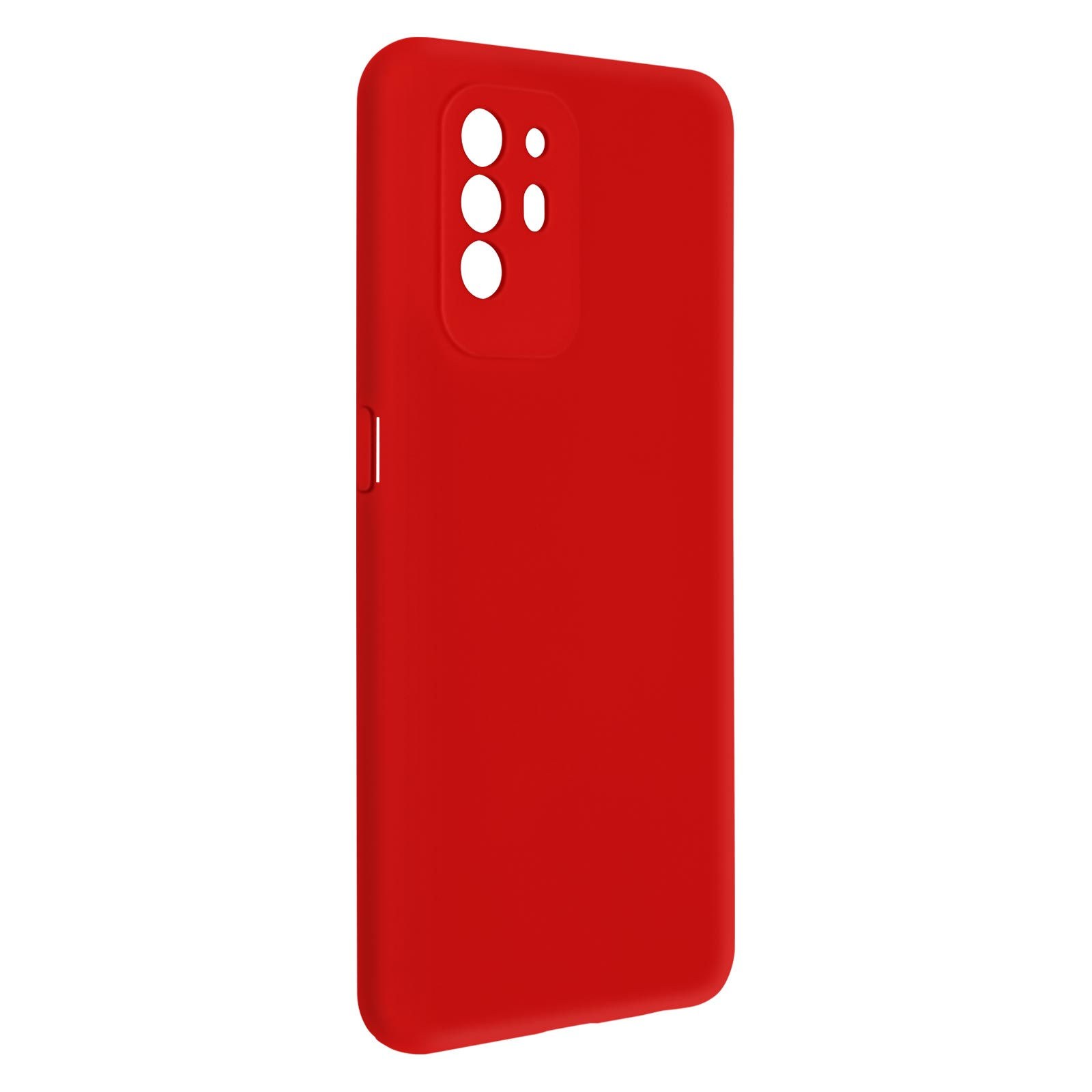 Coque de téléphone rouge vif. L'arrière a trois trous pour l'appareil photo.