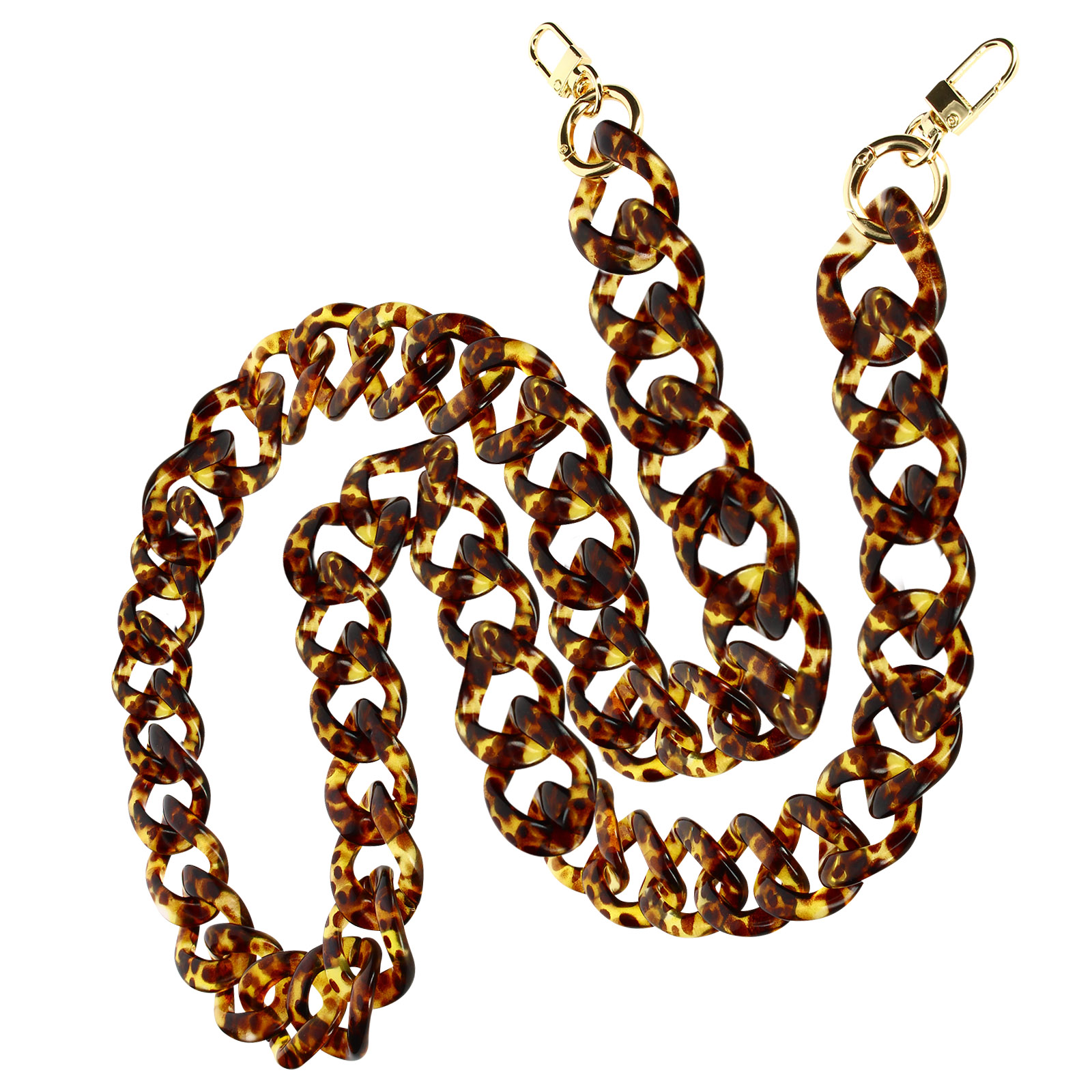 Braune Schildpatt-Kette mit Goldkarabinerhaken.