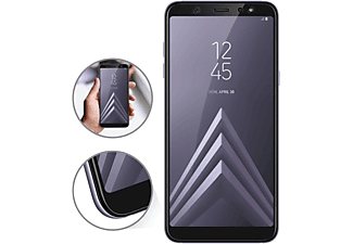 AVIZAR Gehärtetes Glas Schutzfolie mit 9H Härtegrad, Rand Schwarz Displayschutz(für Samsung Galaxy A6 Plus)