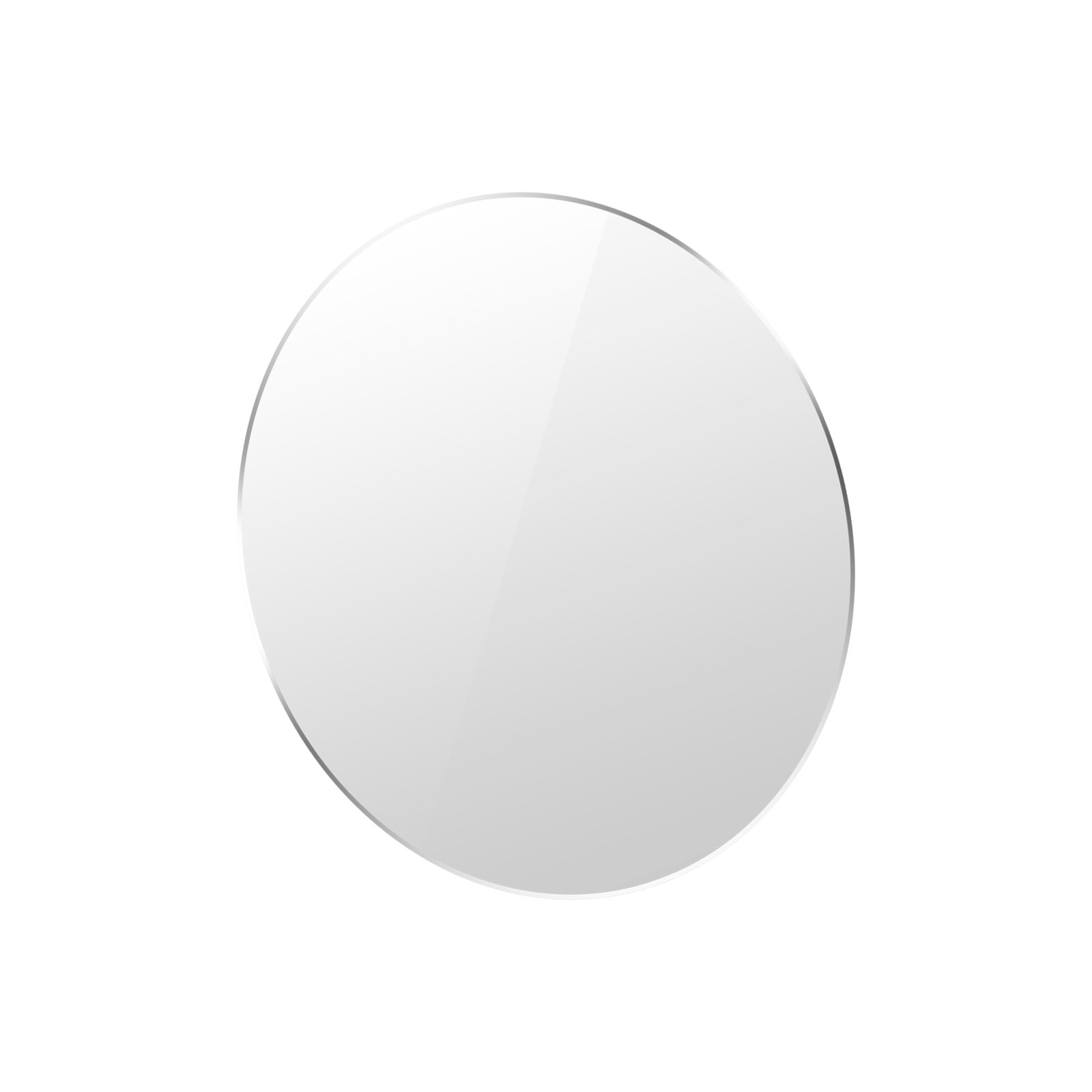 Un protecteur d'écran circulaire transparent. Il a une surface réfléchissante et est blanc.