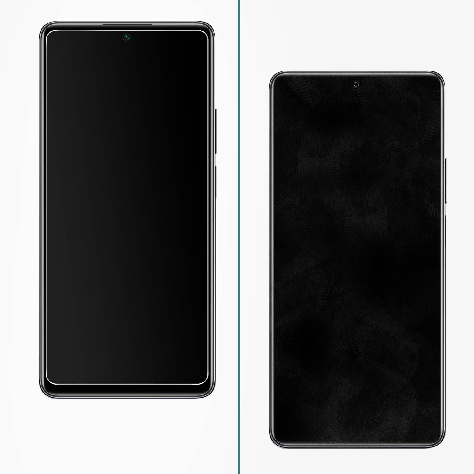 Due telefoni neri con schermi neri. Entrambi gli schermi sono spenti.