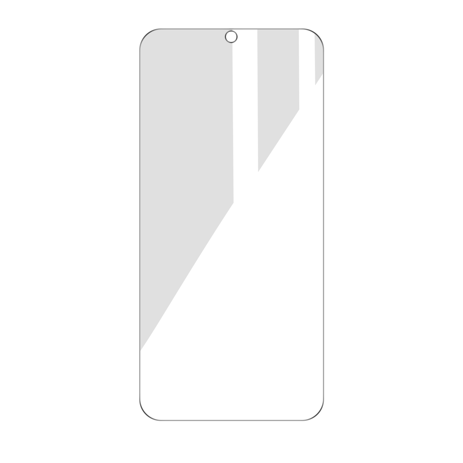 Transparante schermbeschermer voor een telefoon. Helder en glanzend. De telefoon is niet zichtbaar.