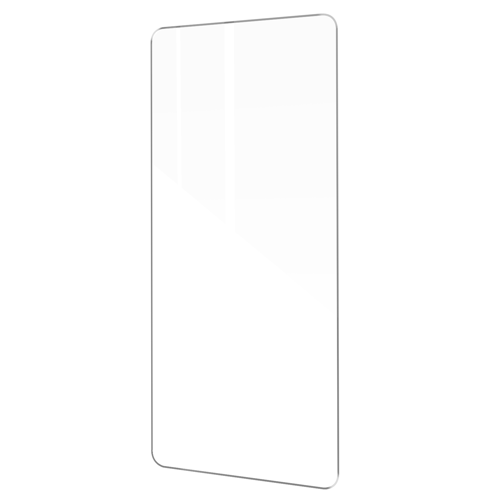 Un protecteur d'écran transparent sur fond blanc. Forme rectangulaire.