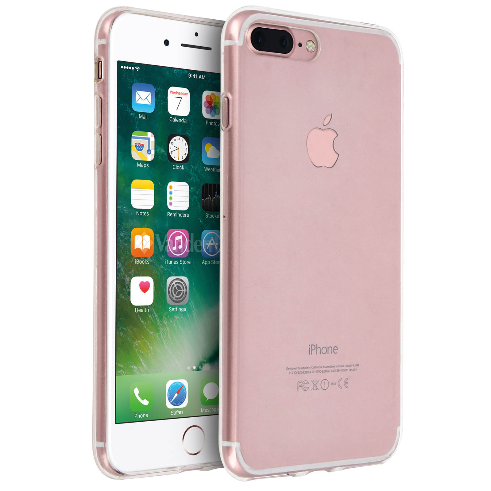Due iPhone, uno con schermata iniziale, in custodia rosa.