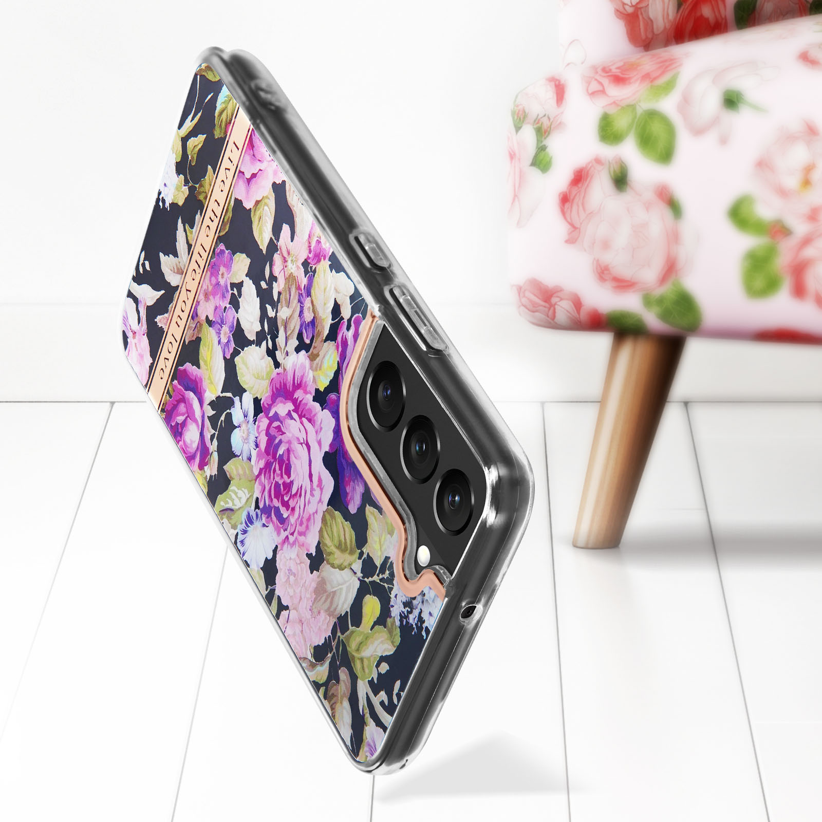 Galaxy S22, Violett Bumenmuster Samsung, AVIZAR Backcover, Series,