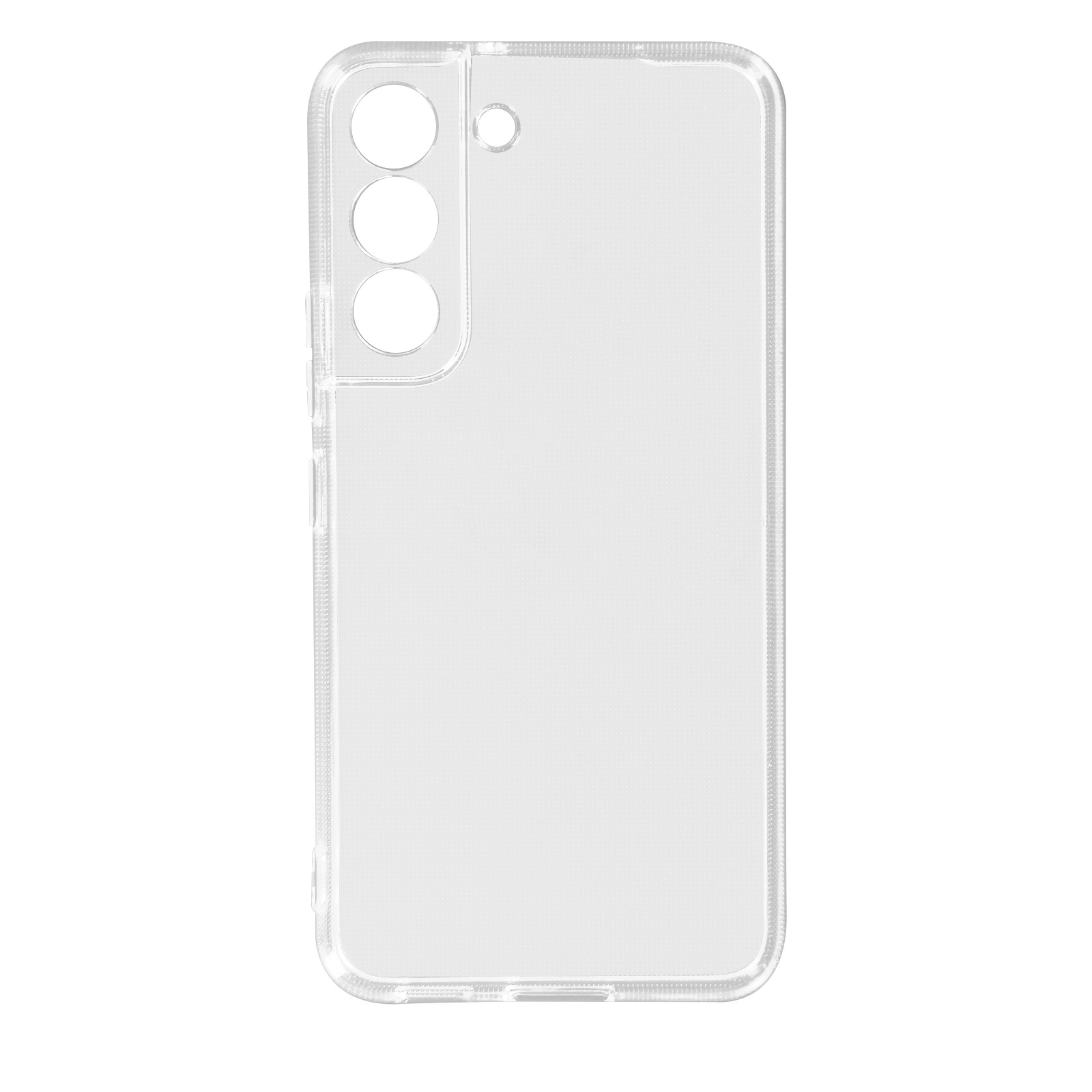 Coque de téléphone transparente, découpes pour caméra et boutons. Transparent.
