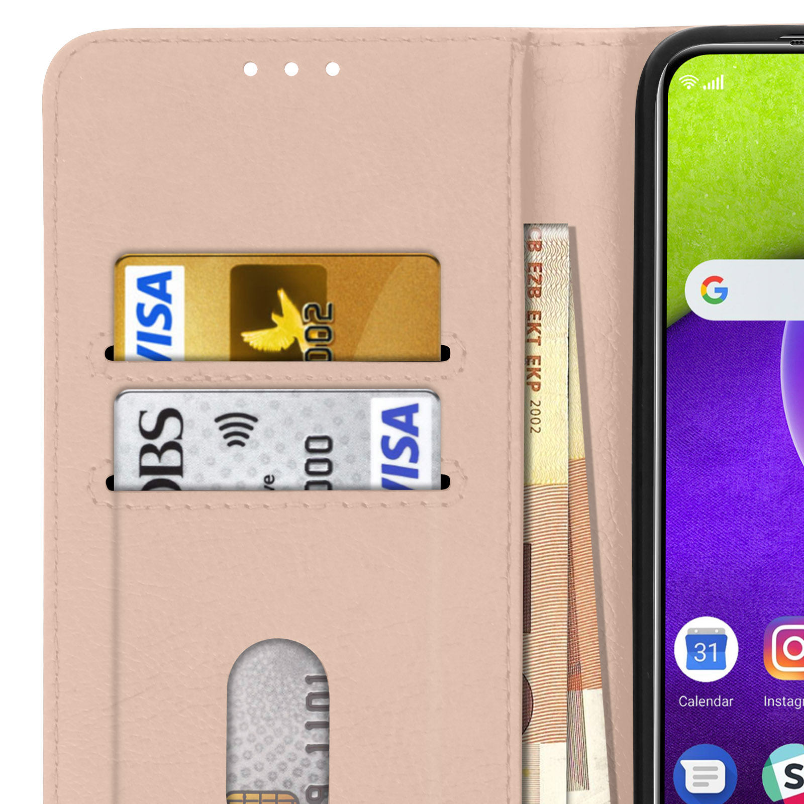 A52s, Samsung, Chesterfield Series, Bookcover, Rosegold AVIZAR Galaxy