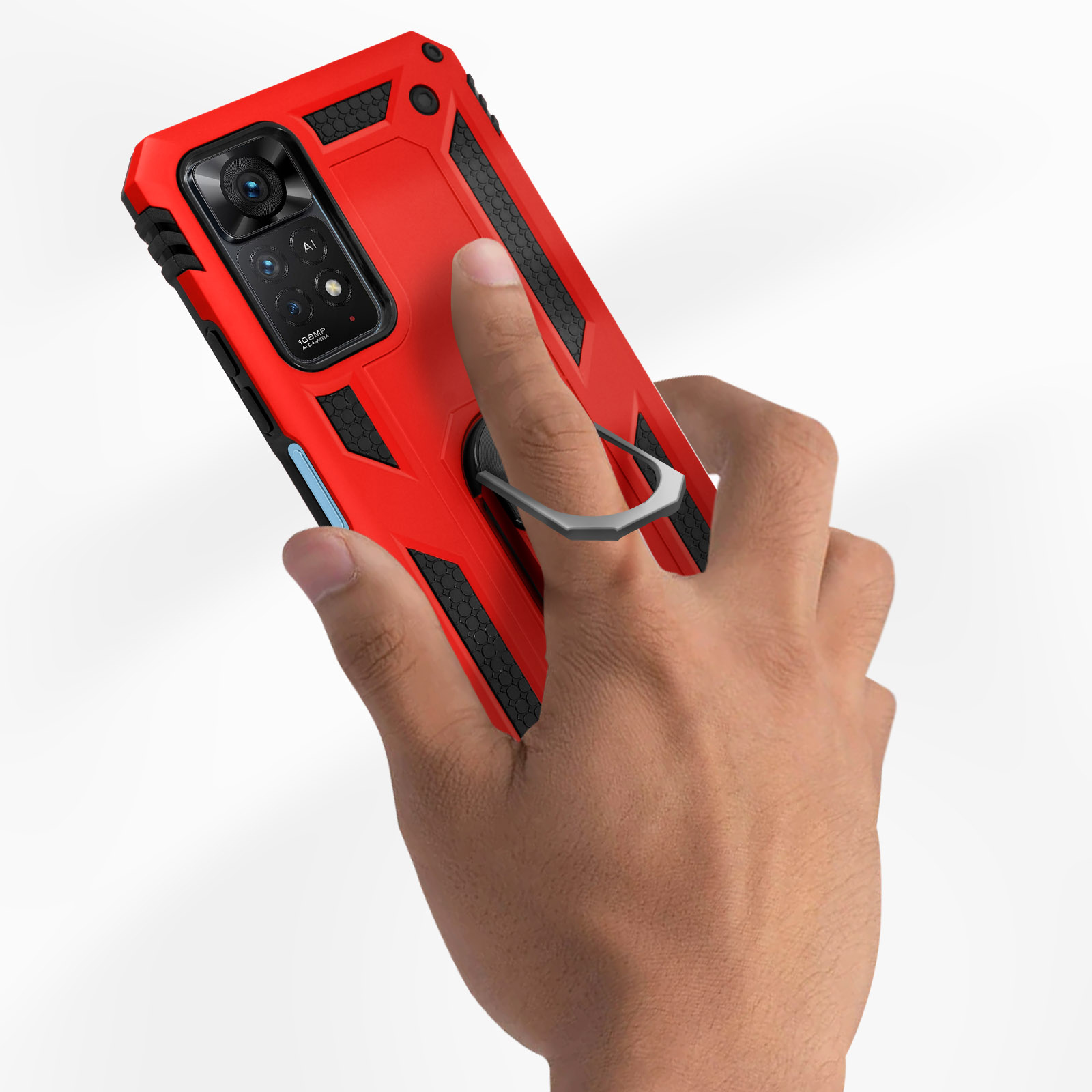 Note AVIZAR Ring-Halterung Redmi Hybrid 5G, Xiaomi, Backcover, mit 11 Pro Rot Series, Schutzhülle