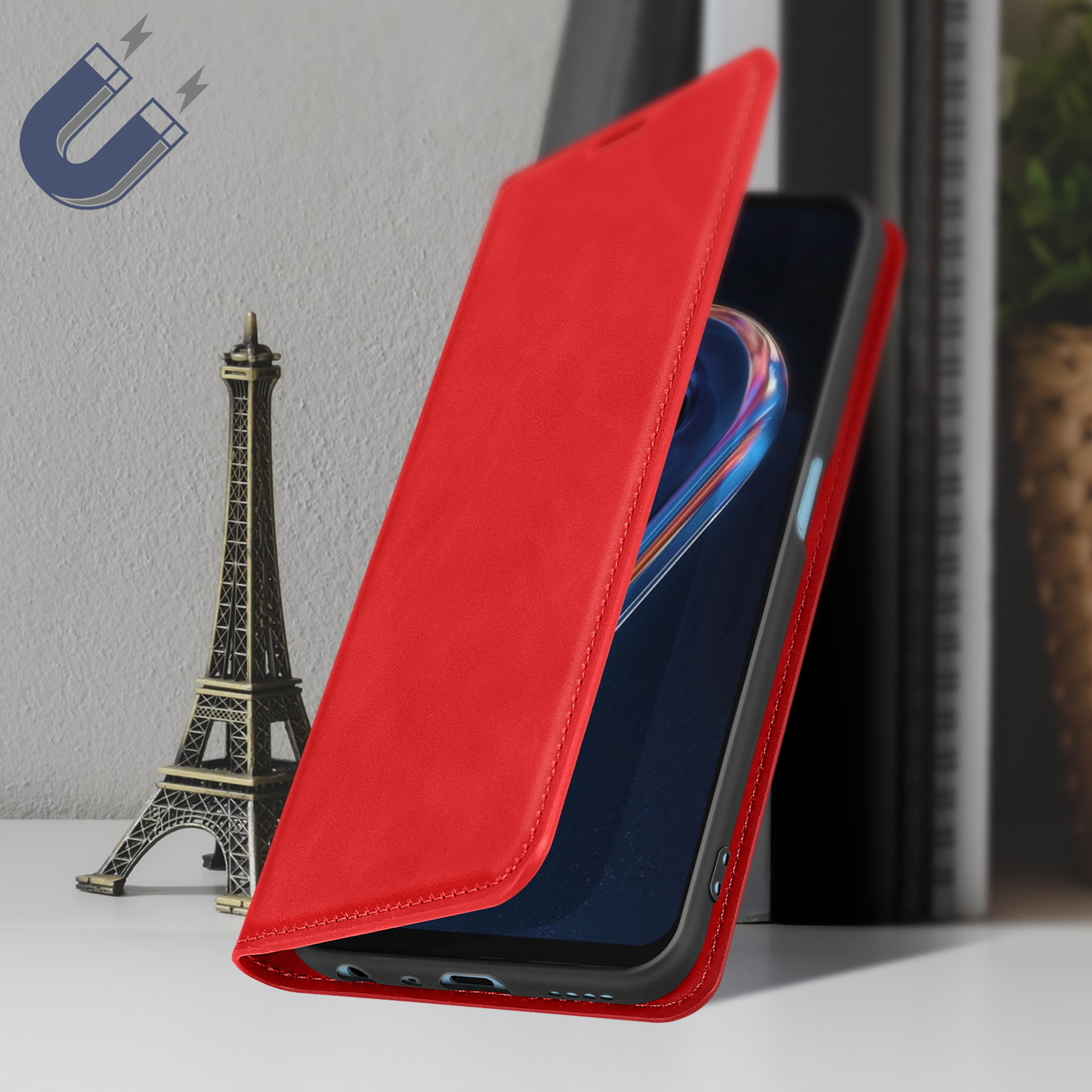 AVIZAR Soft Series, 2 CE OnePlus, 5G, Lite Kunstlederhülle Touch Nord Bookcover, Rot