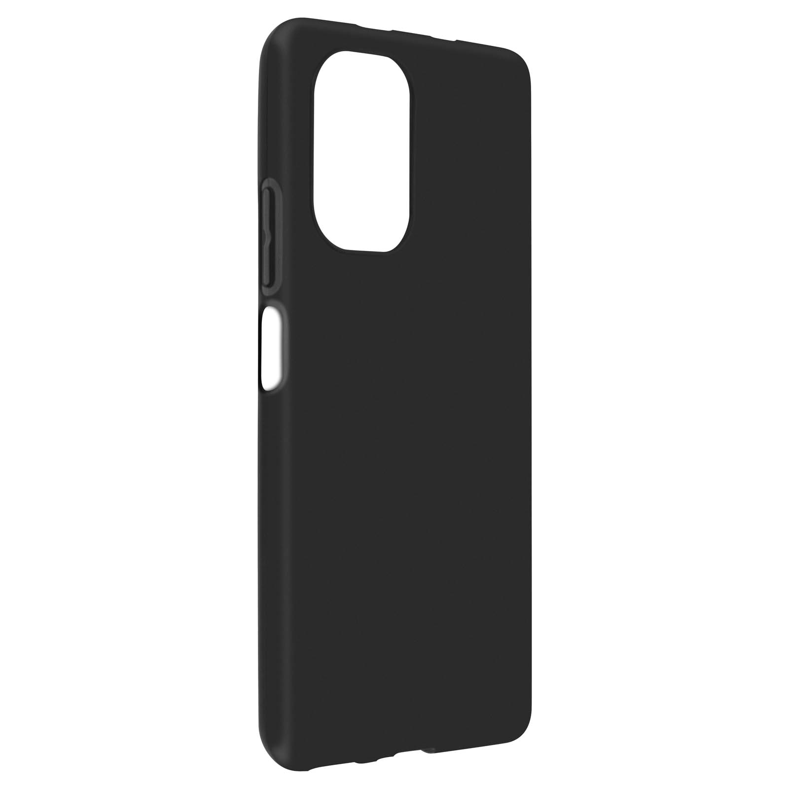Coque de téléphone noire, vue latérale, montrant les boutons et l'ouverture de la caméra.