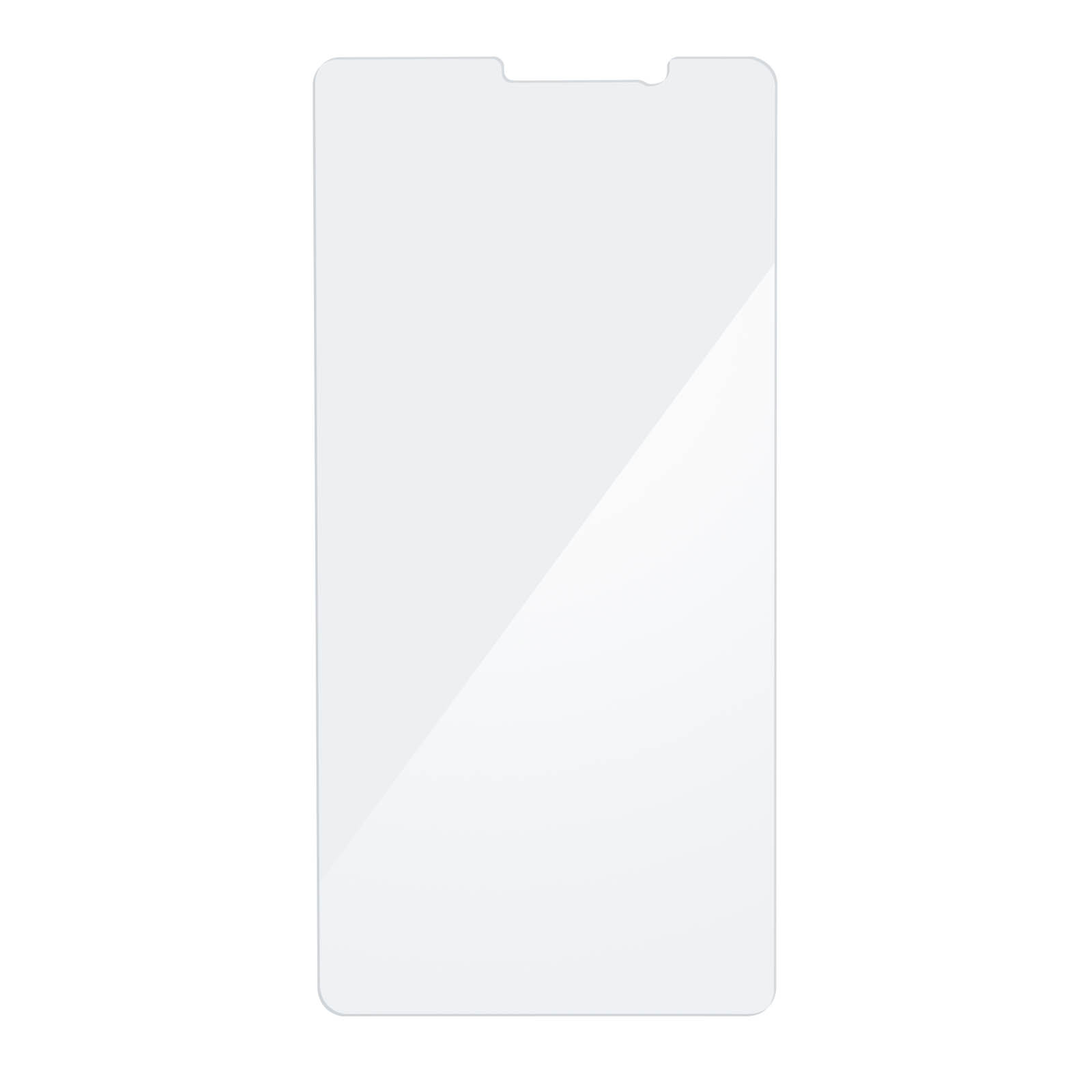 Protezione schermo trasparente per telefono su sfondo bianco.