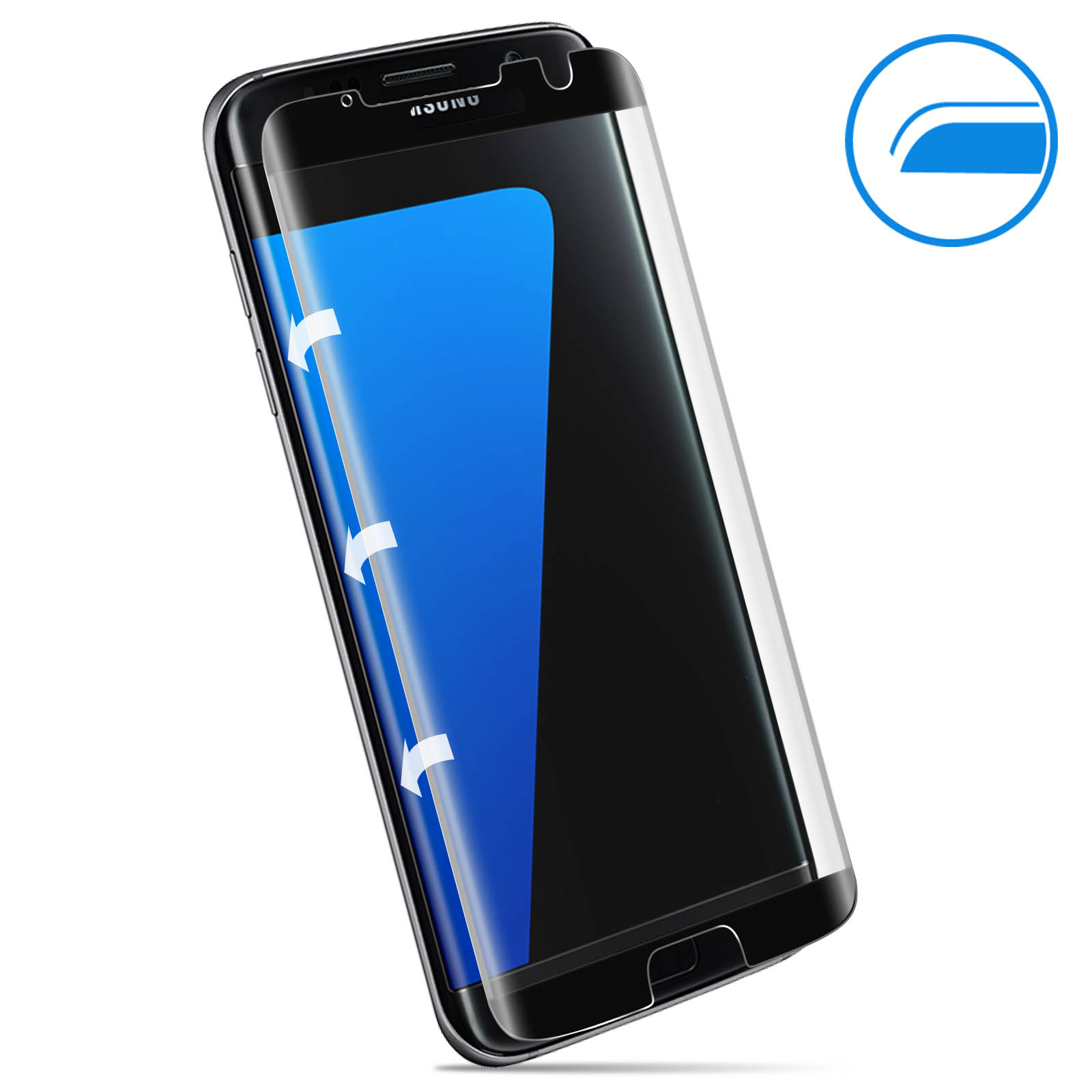 Samsung Gehärtetes Schutzfolie Schwarz Glas Härtegrad, S7 AVIZAR Galaxy 9H Rand mit Glas-Folien(für Edge)
