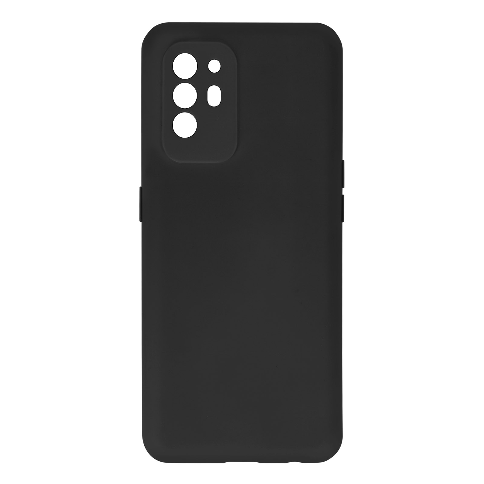 Custodia nera per telefono. Tinta unita, ritaglio per fotocamera.