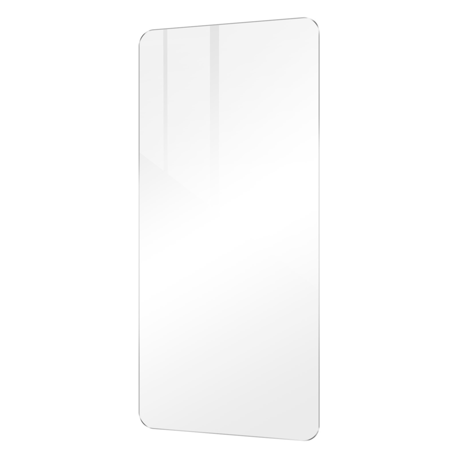 Transparante screenprotector op een witte achtergrond. Rechthoekige vorm.