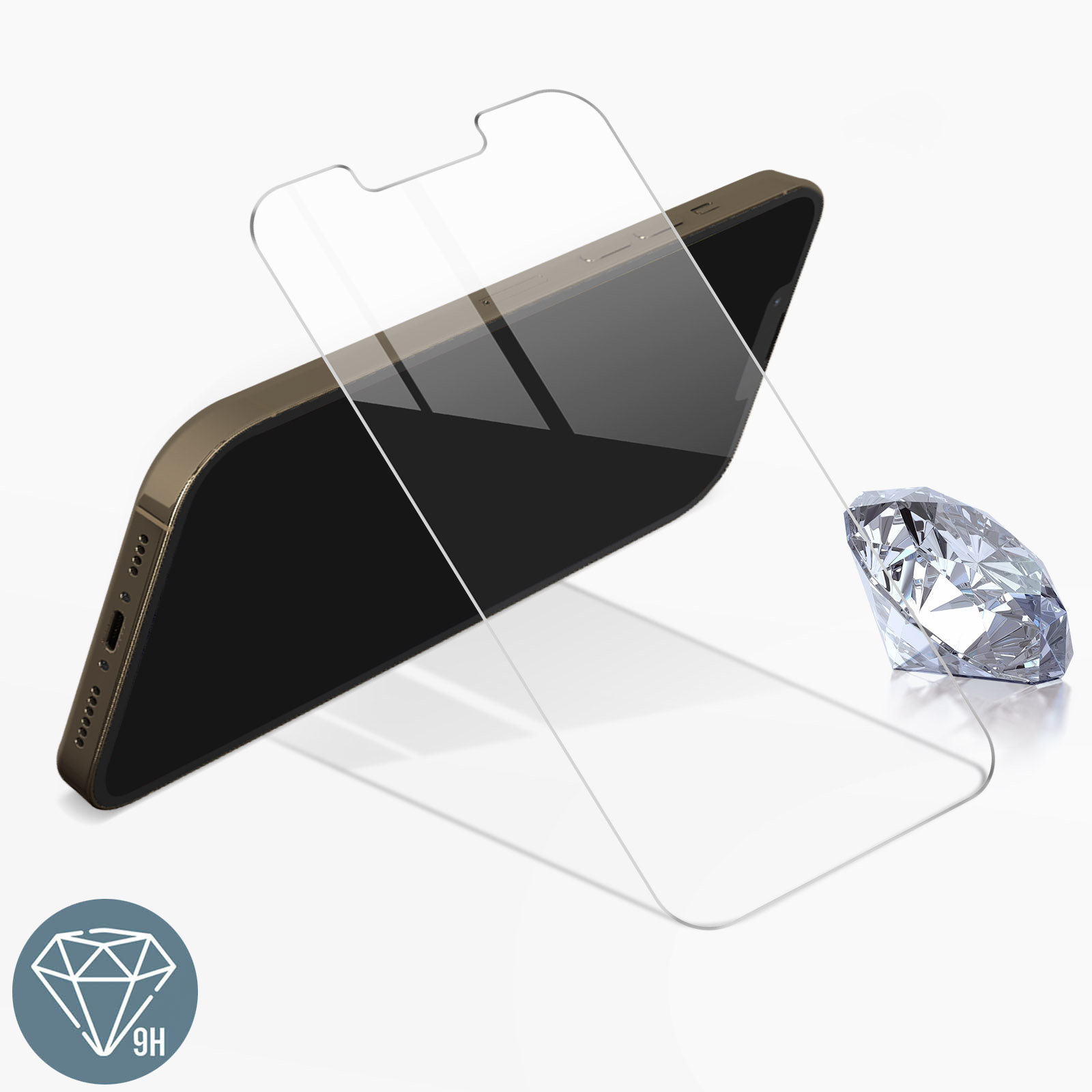Telefono con protezione schermo, illustrazione diamante.