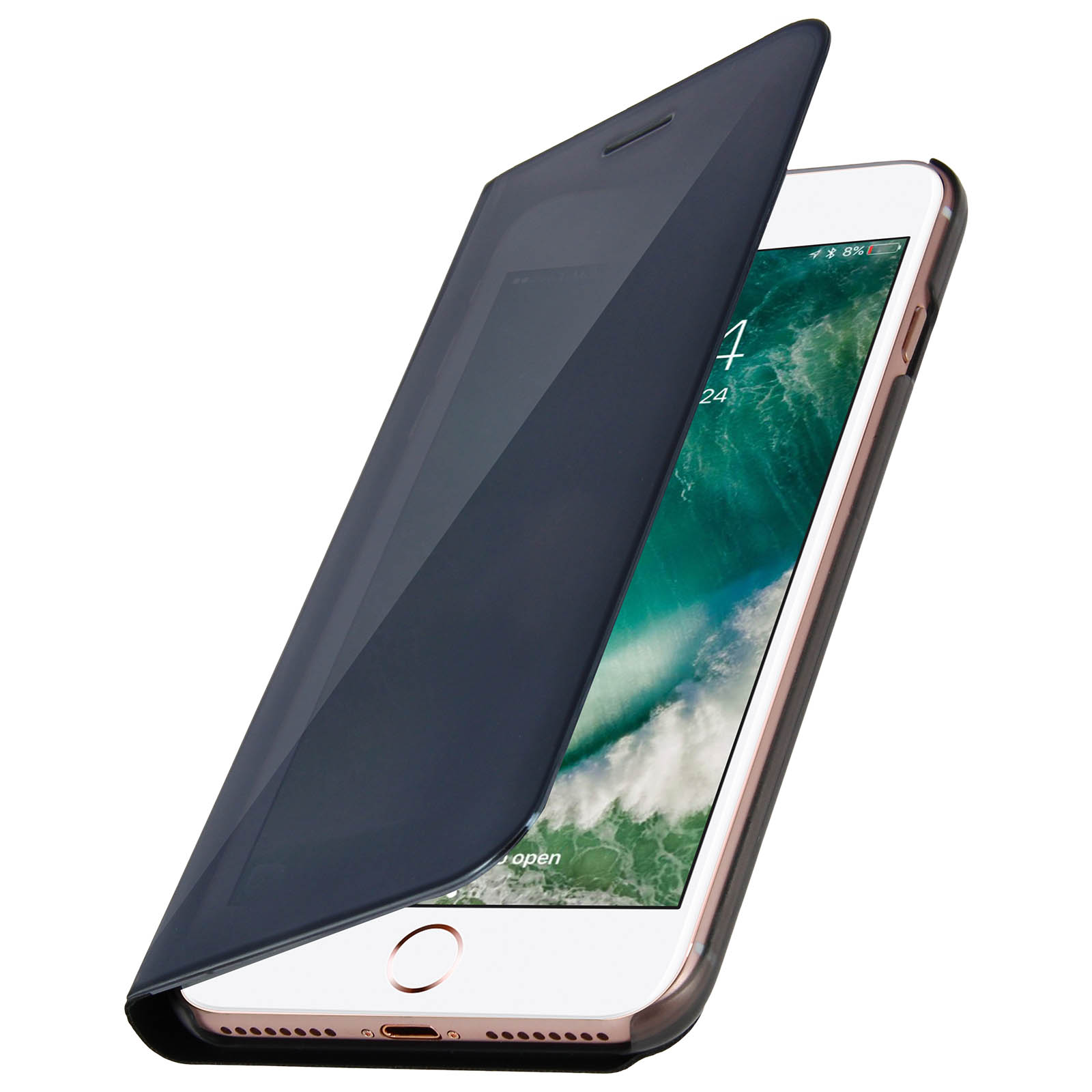 AVIZAR Spiegeleffekt Apple, Schwarz 8 iPhone Bookcover, Plus, Series