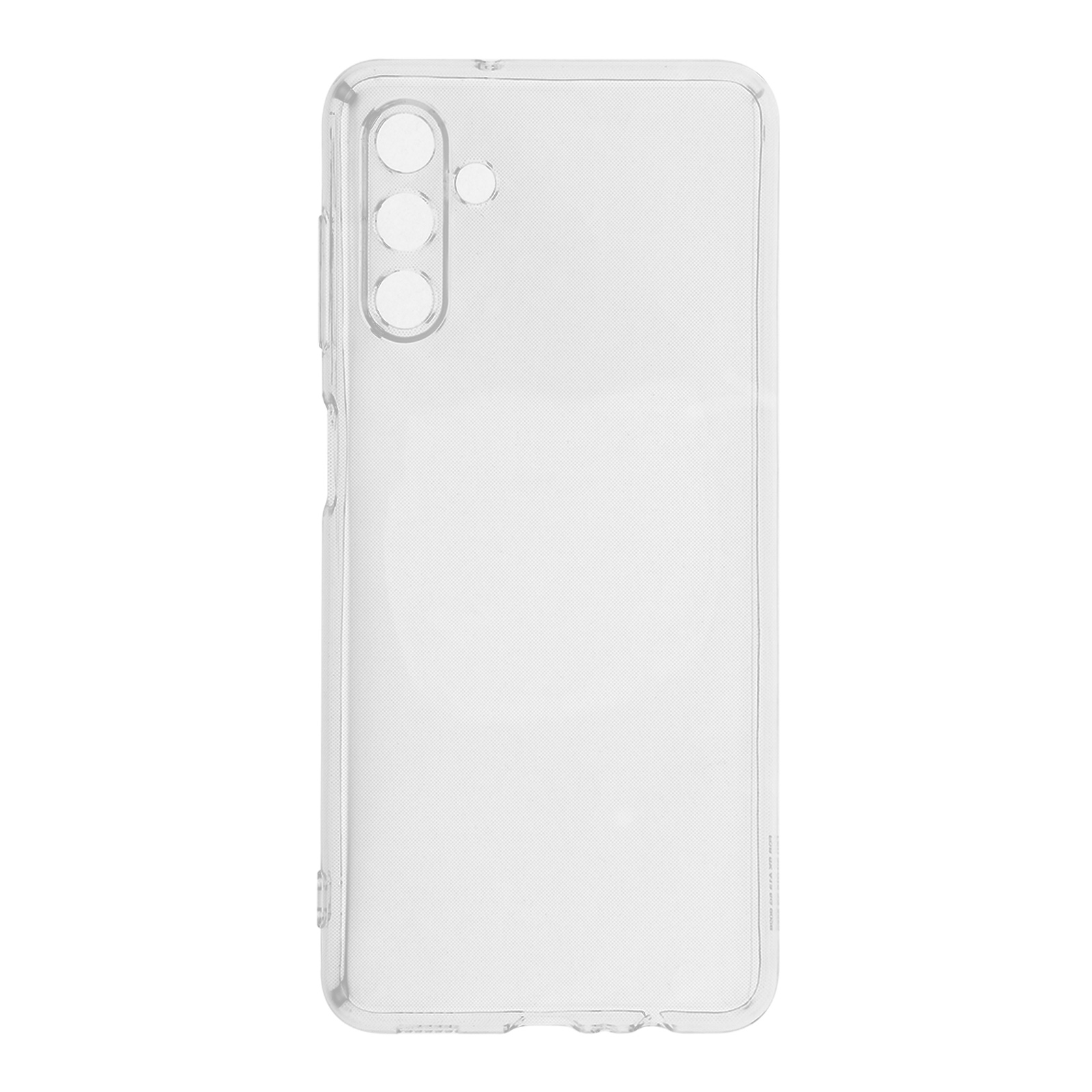Custodia trasparente per telefono. La custodia ha ritagli per la fotocamera e altre funzioni del telefono.