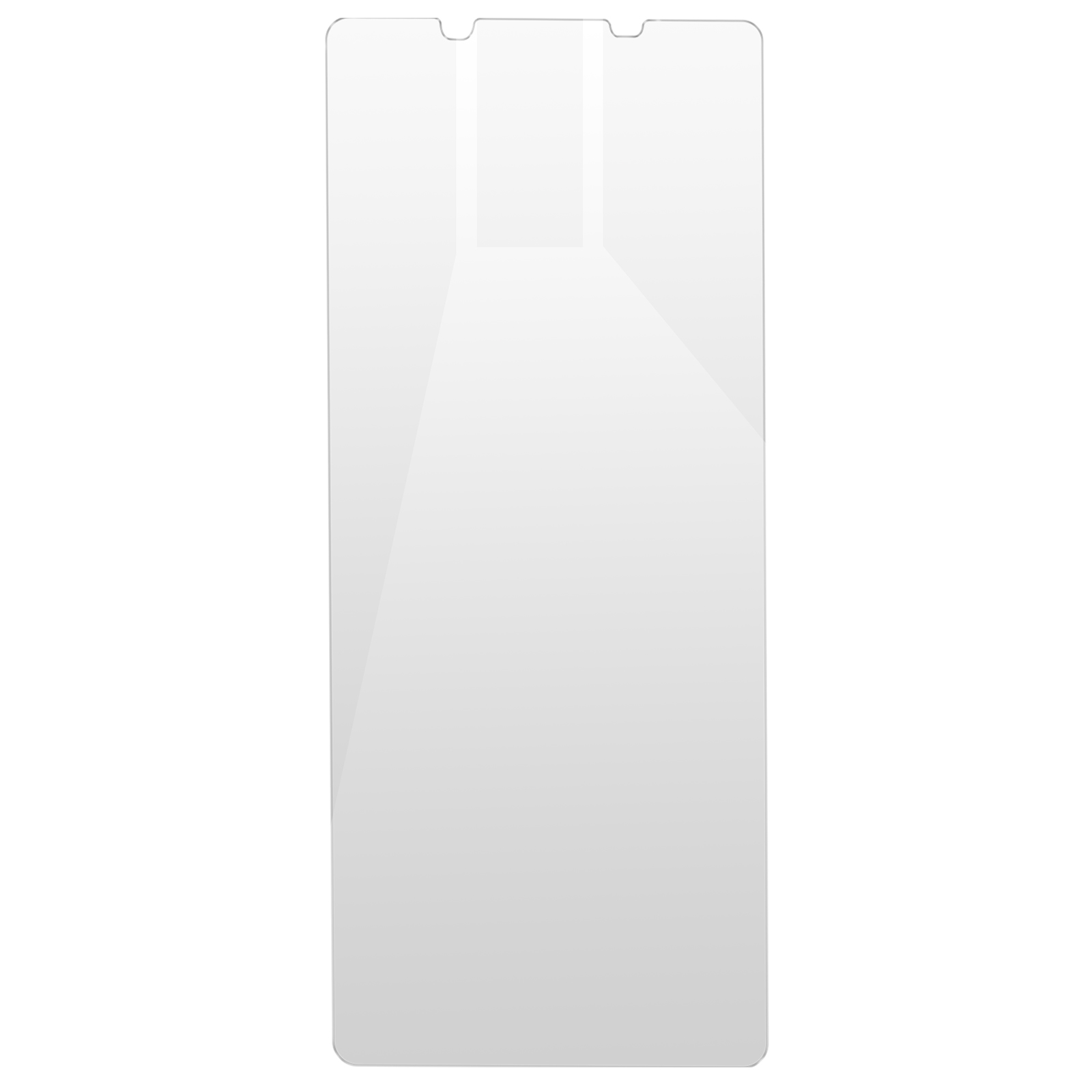 Una protezione schermo rettangolare. Il vetro protegge il display del telefono.