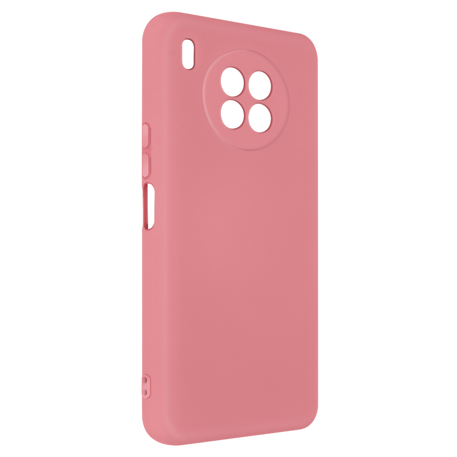 Roze telefoonhoes. De hoes heeft uitsparingen voor camera en knoppen.