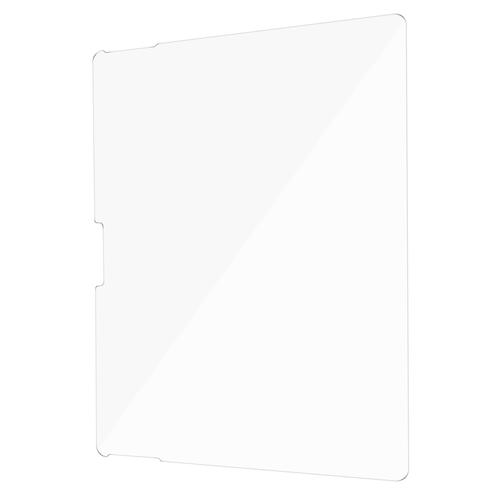Protecteur d'écran transparent, rectangle transparent, sur fond blanc.