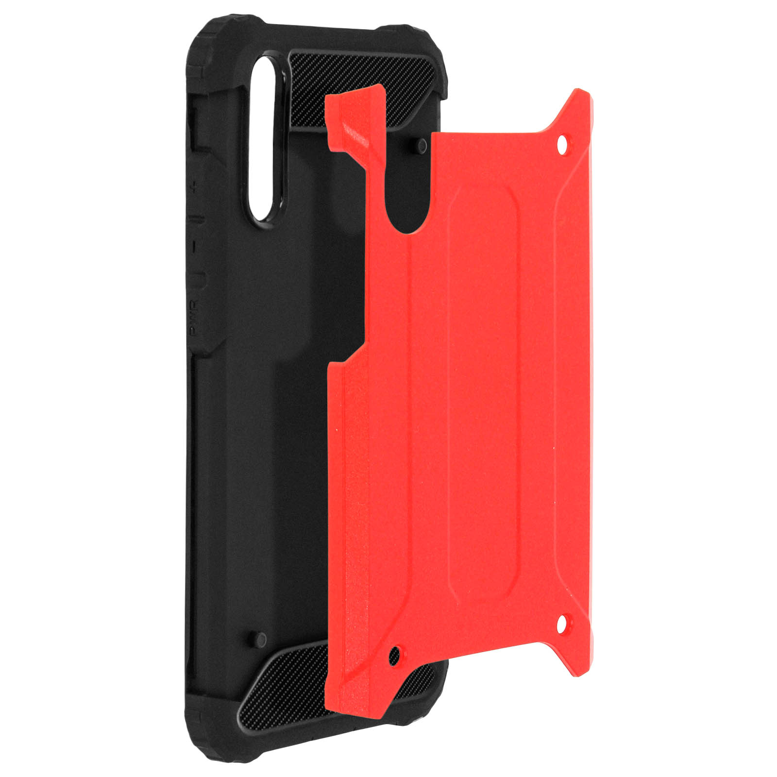 Una custodia nera per telefono con un inserto rosso.