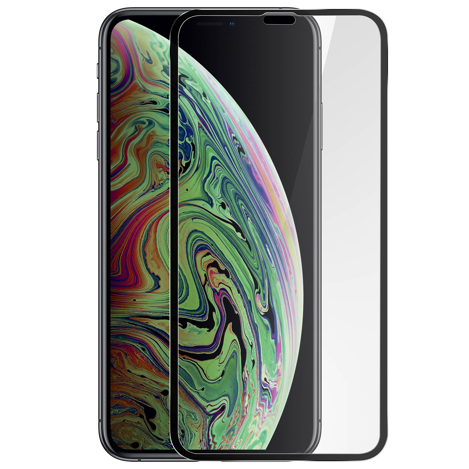 iPhone Apple 11 Schwarz Rand Glas Max) Pro mit Gehärtetes Härtegrad, Glas-Folien(für Schutzfolie 9H AVIZAR