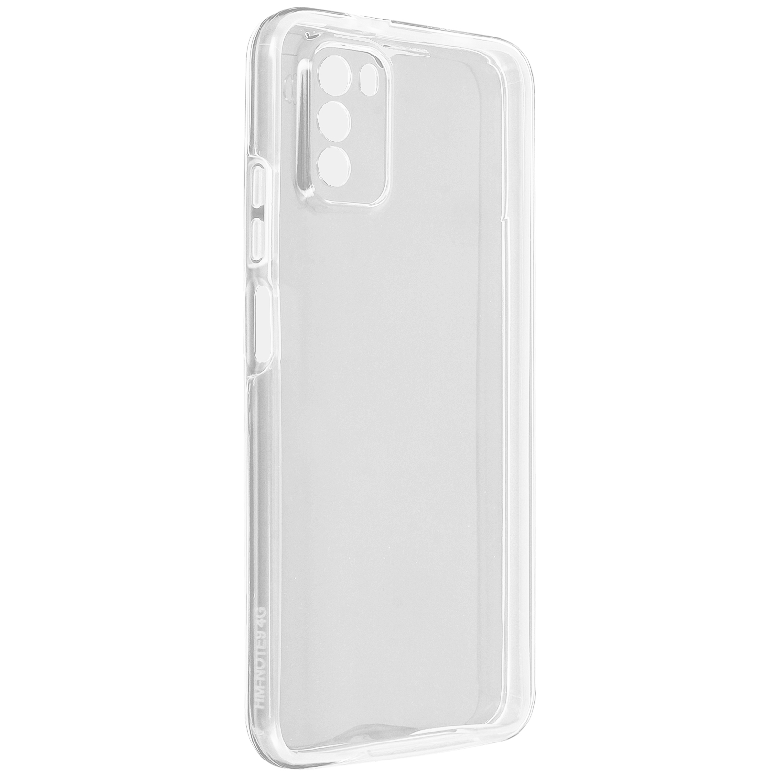 Transparante telefoonhoes, met camera-uitsparingen en zijknoppen.