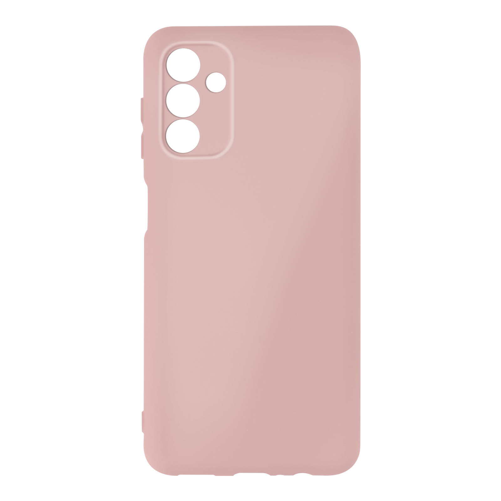 Custodia per telefono rosa con tre fori per la fotocamera. Finitura opaca.