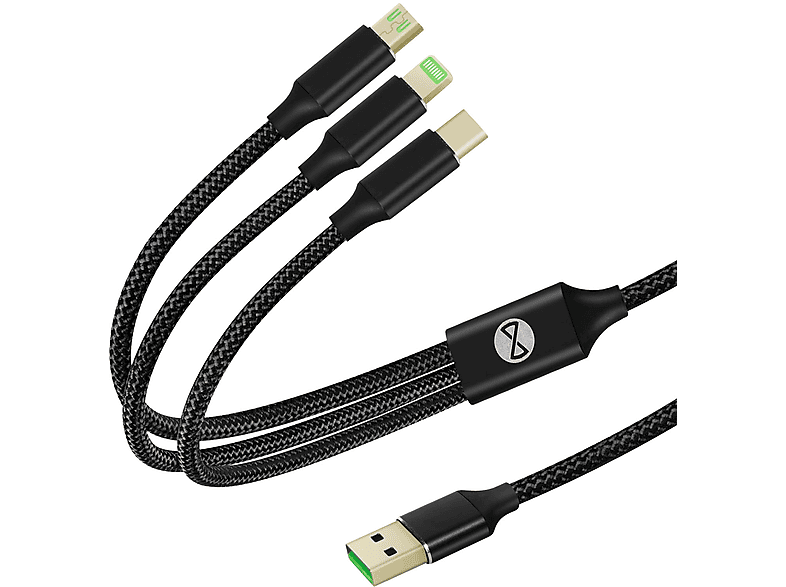 Anschlüssen mit Lightning Micro-USB Kabel und 3-in-1 USB-Kabel USB-C, FOREVER