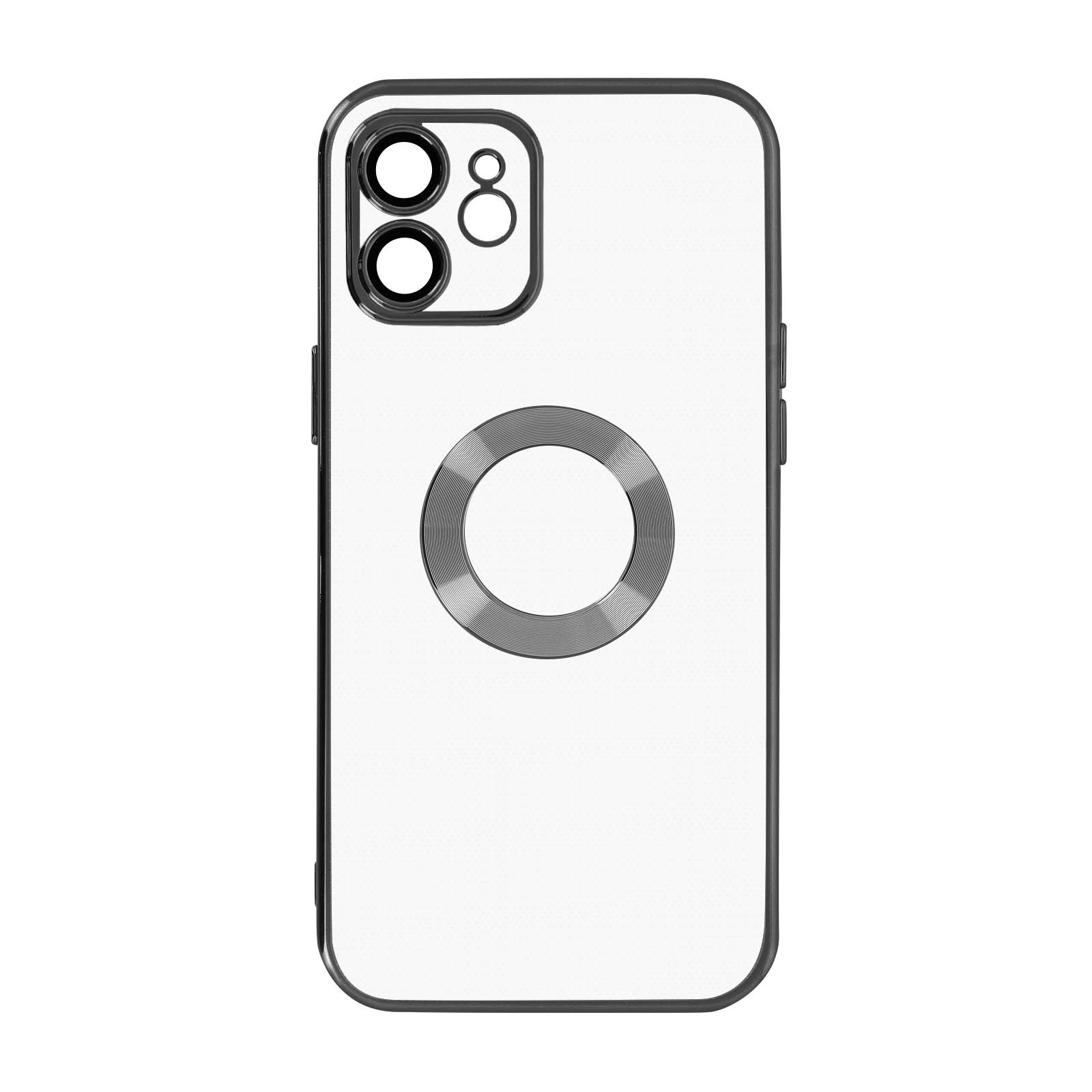 AVIZAR Transparente Silikonhülle im Apple, Series, iPhone Pro, 12 Chrome-Style Backcover, Schwarz