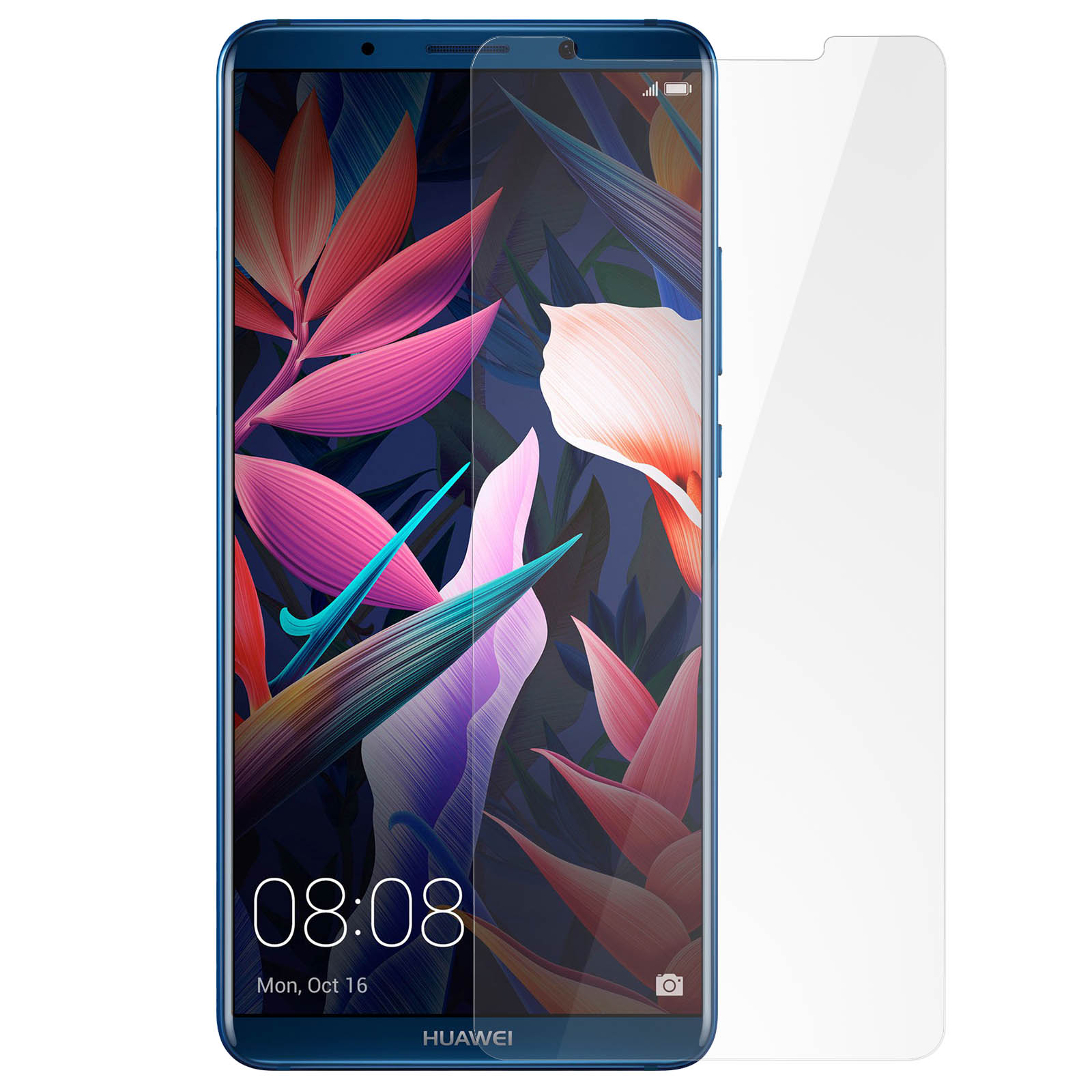 Telefono con un proteggi schermo applicato, che mostra una carta da parati floreale colorata.