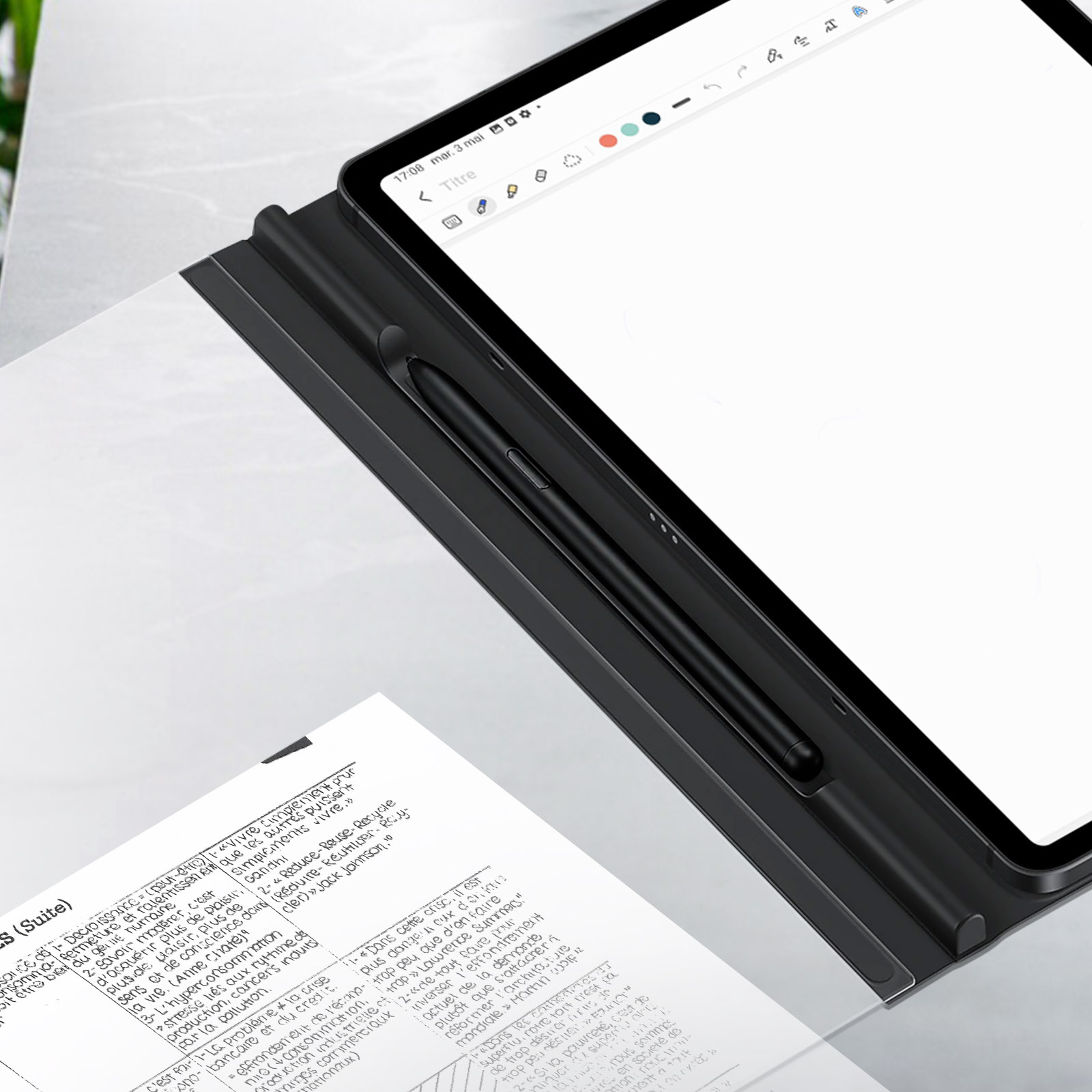 SAMSUNG Note Cover View Bookcover Samsung Schwarz Series Etui Polycarbonat, für