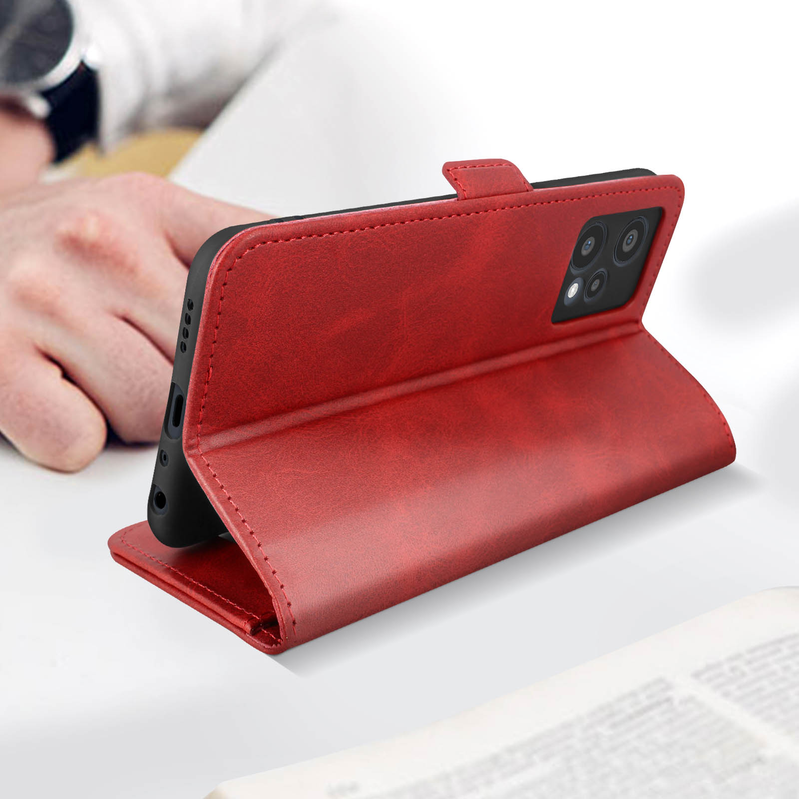 AVIZAR Klappetui mit Bookcover, OnePlus, Lite Nord Magnetverschluss CE Rot Series, 2 5G