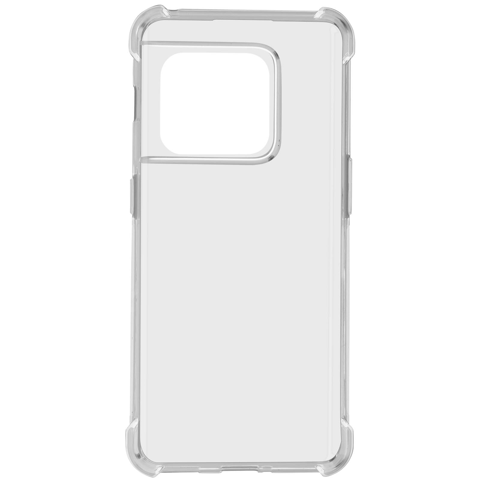Custodia trasparente per telefono con ritaglio per fotocamera e angoli rinforzati.