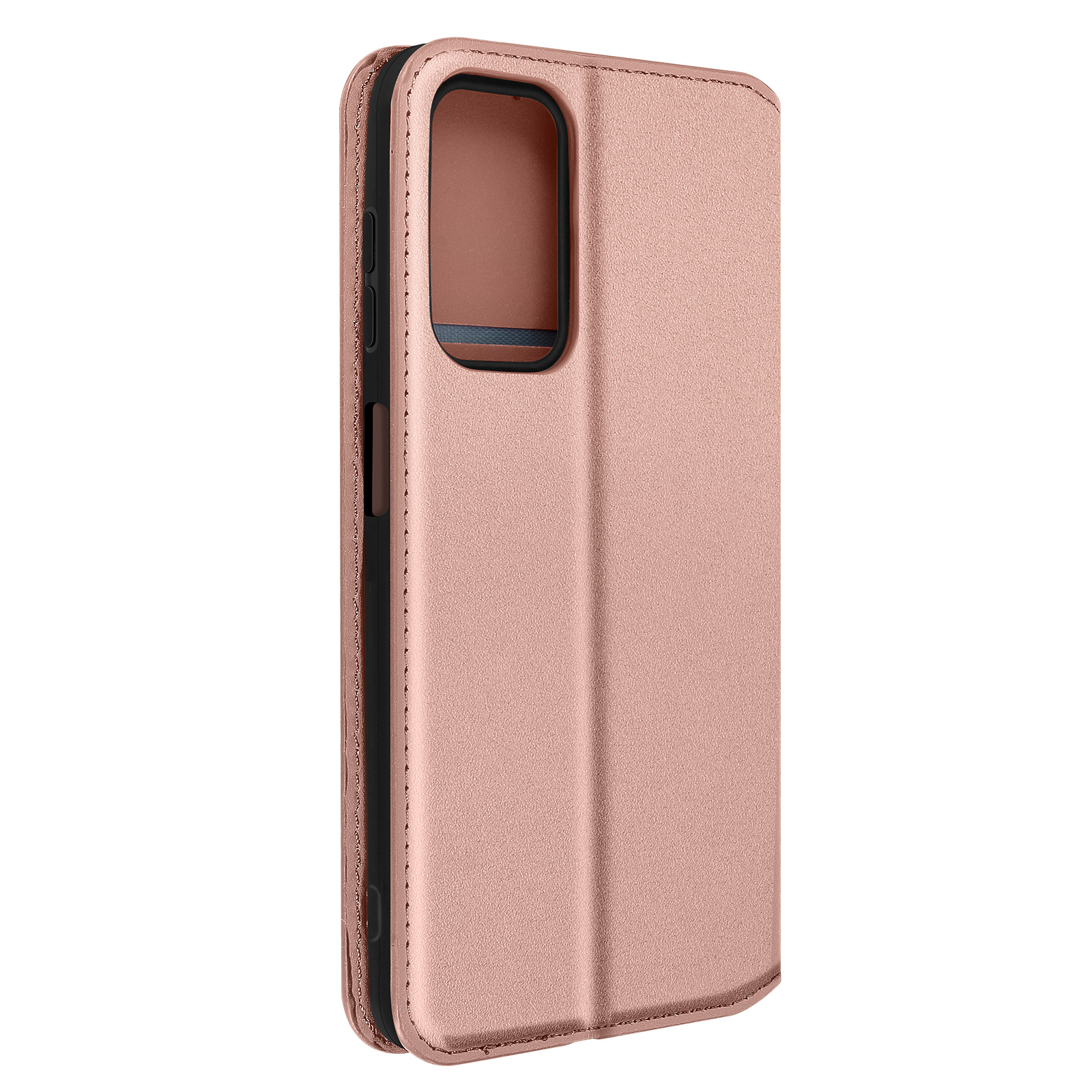 Custodia per telefono oro rosa, chiusa. Con ritaglio per la fotocamera.
