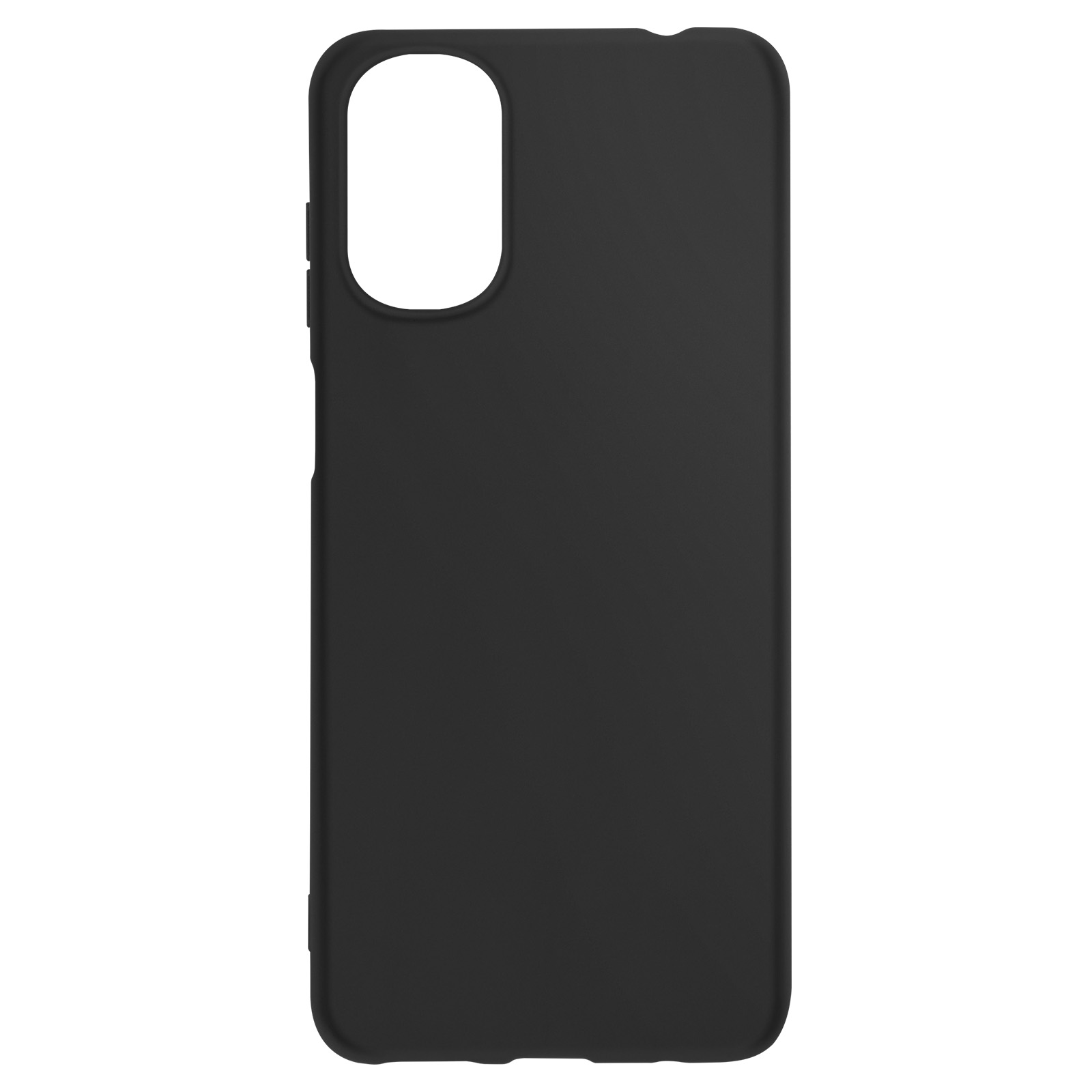 Custodia nera per telefono con intaglio fotocamera, finitura opaca liscia.