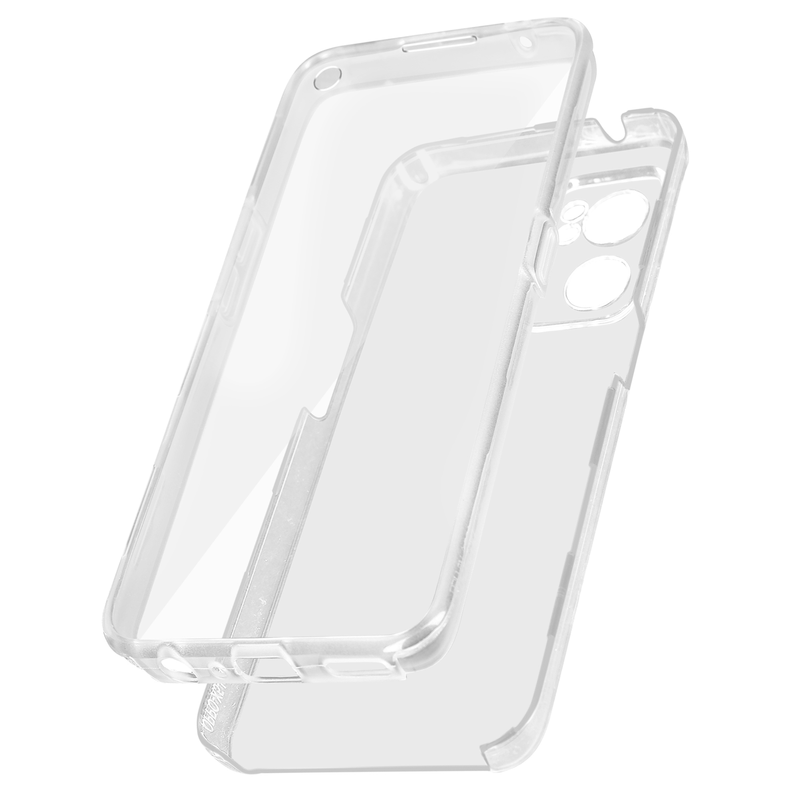 Coque de téléphone transparente. Deux pièces, la coque protège le téléphone.