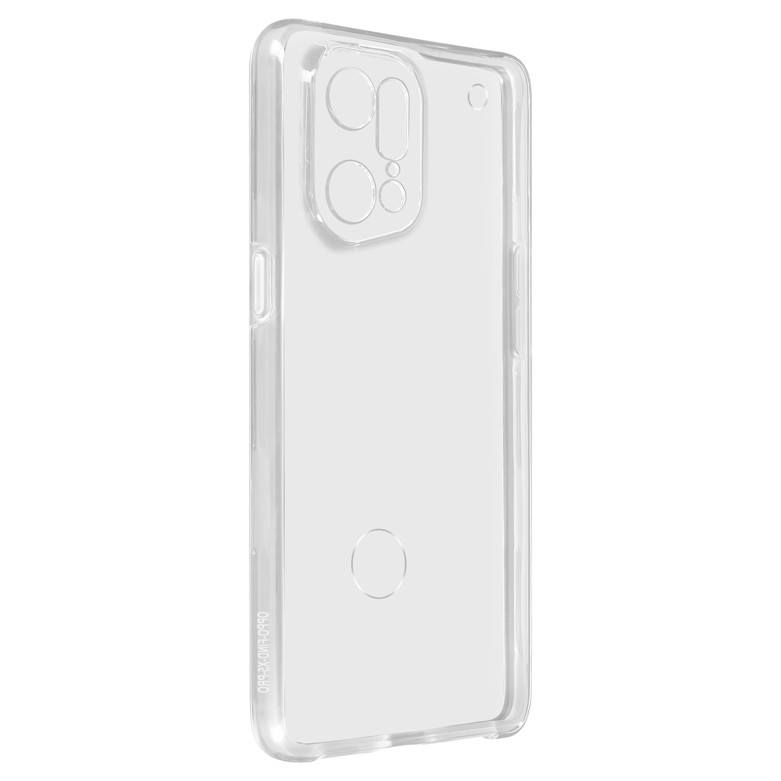 Transparante telefoonhoes. De hoes toont uitsparingen voor de camera en andere functies.