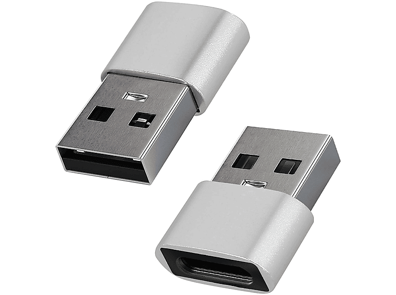 AVIZAR USB / USB-C Adapter, Laden + Sync. Ladegerät-Adapter Universal, Silber