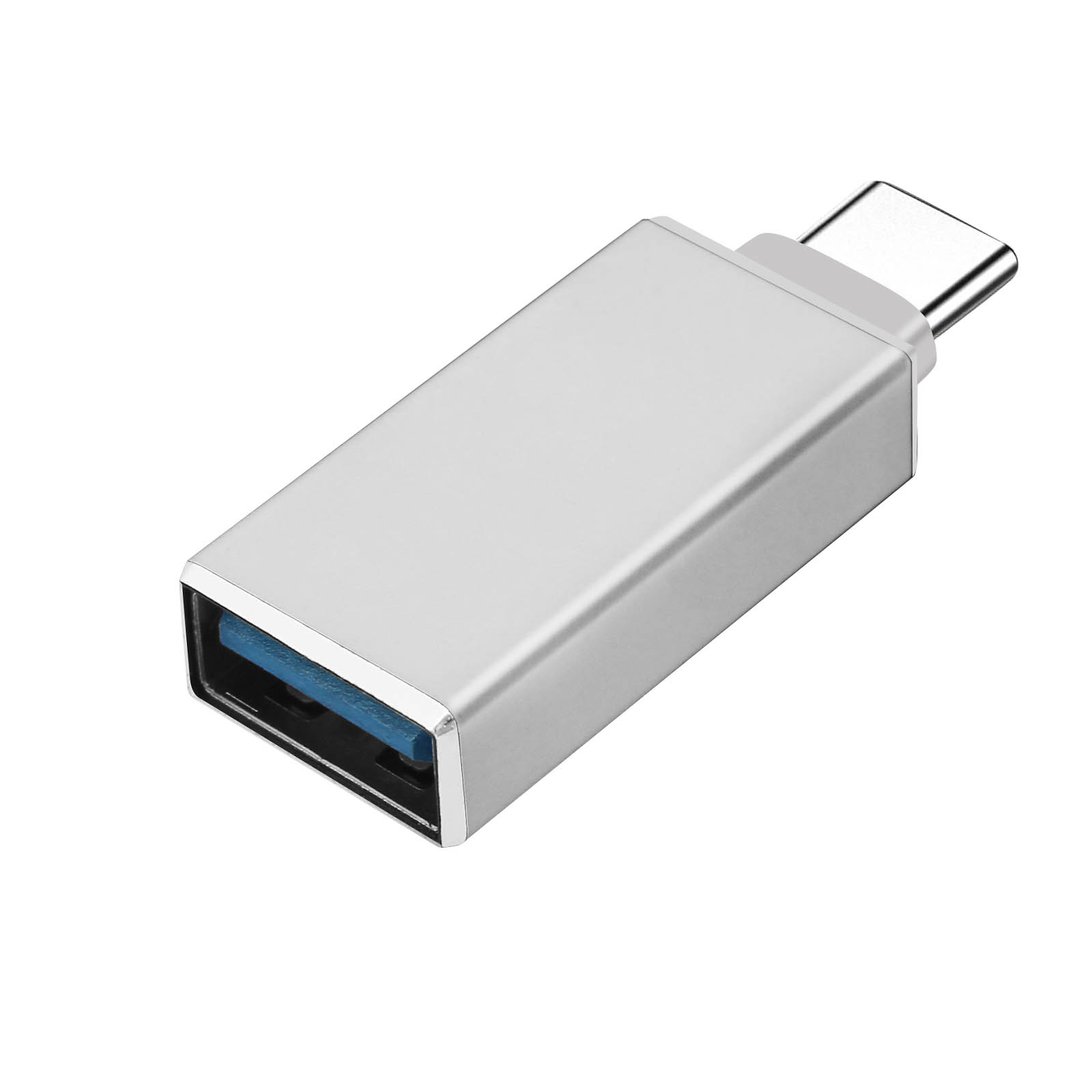Adattatore da USB-C a USB argento.