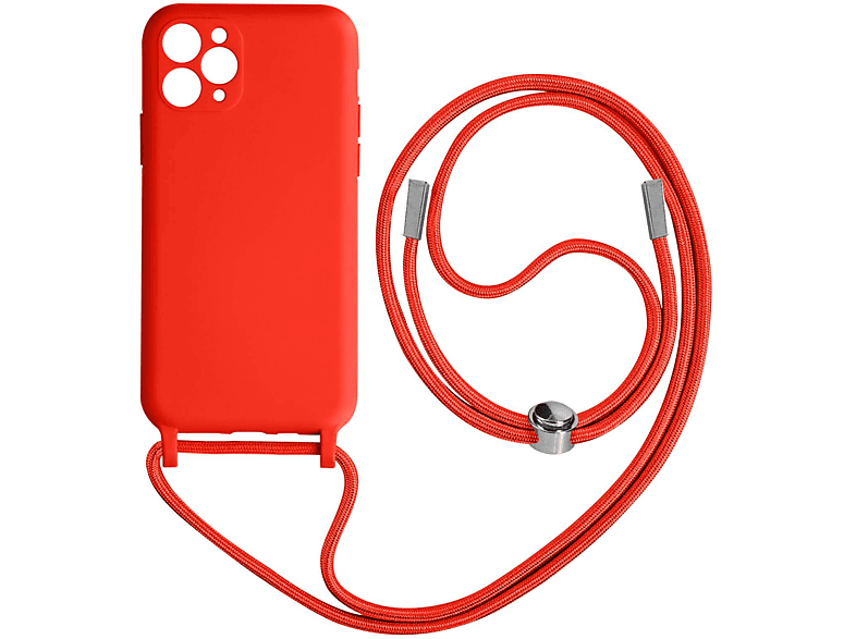 AVIZAR Halbsteife Schutzhülle mit Kette Apple, 11 Series, Rot Pro, iPhone Backcover