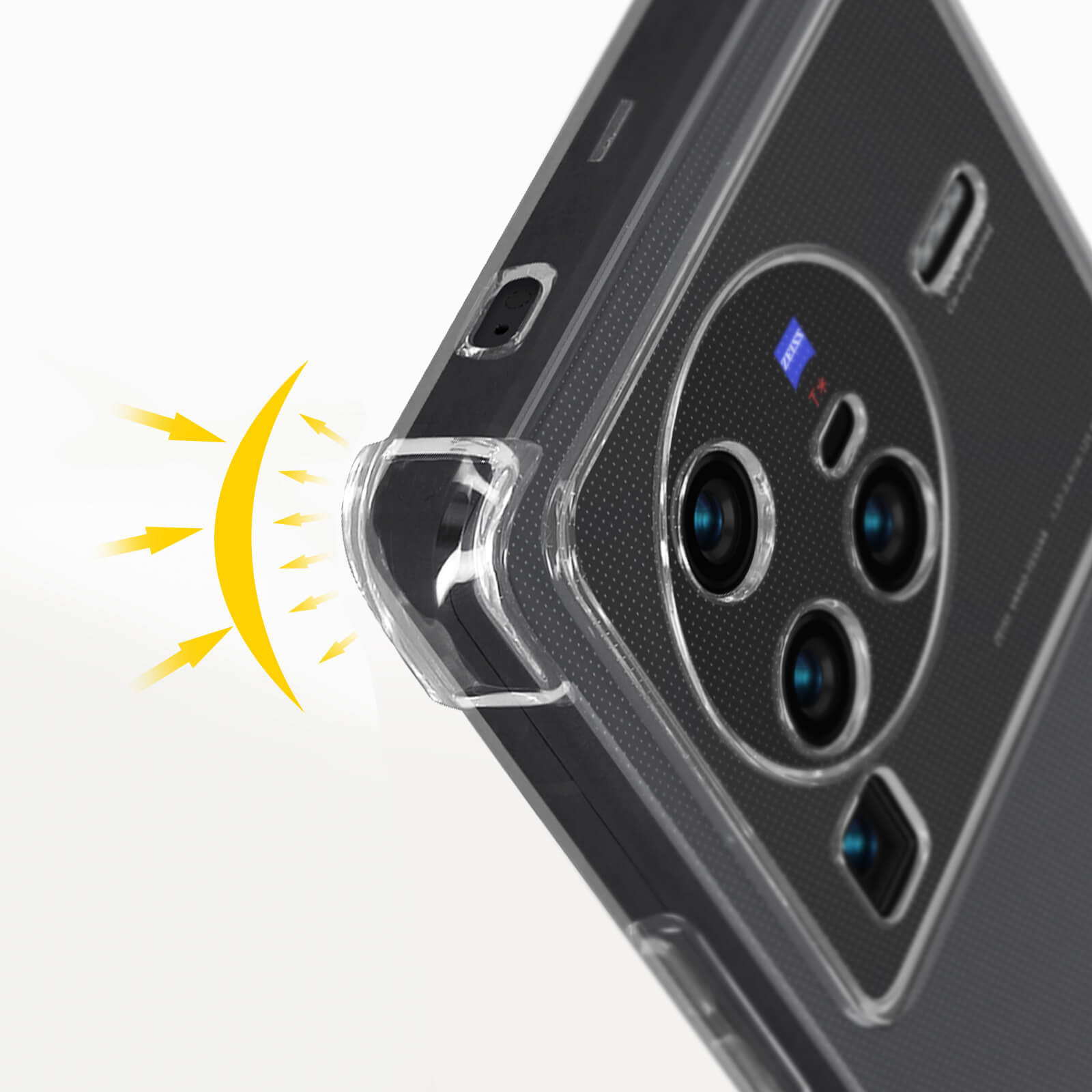Custodia per telefono con protezione fotocamera, effetto luce.