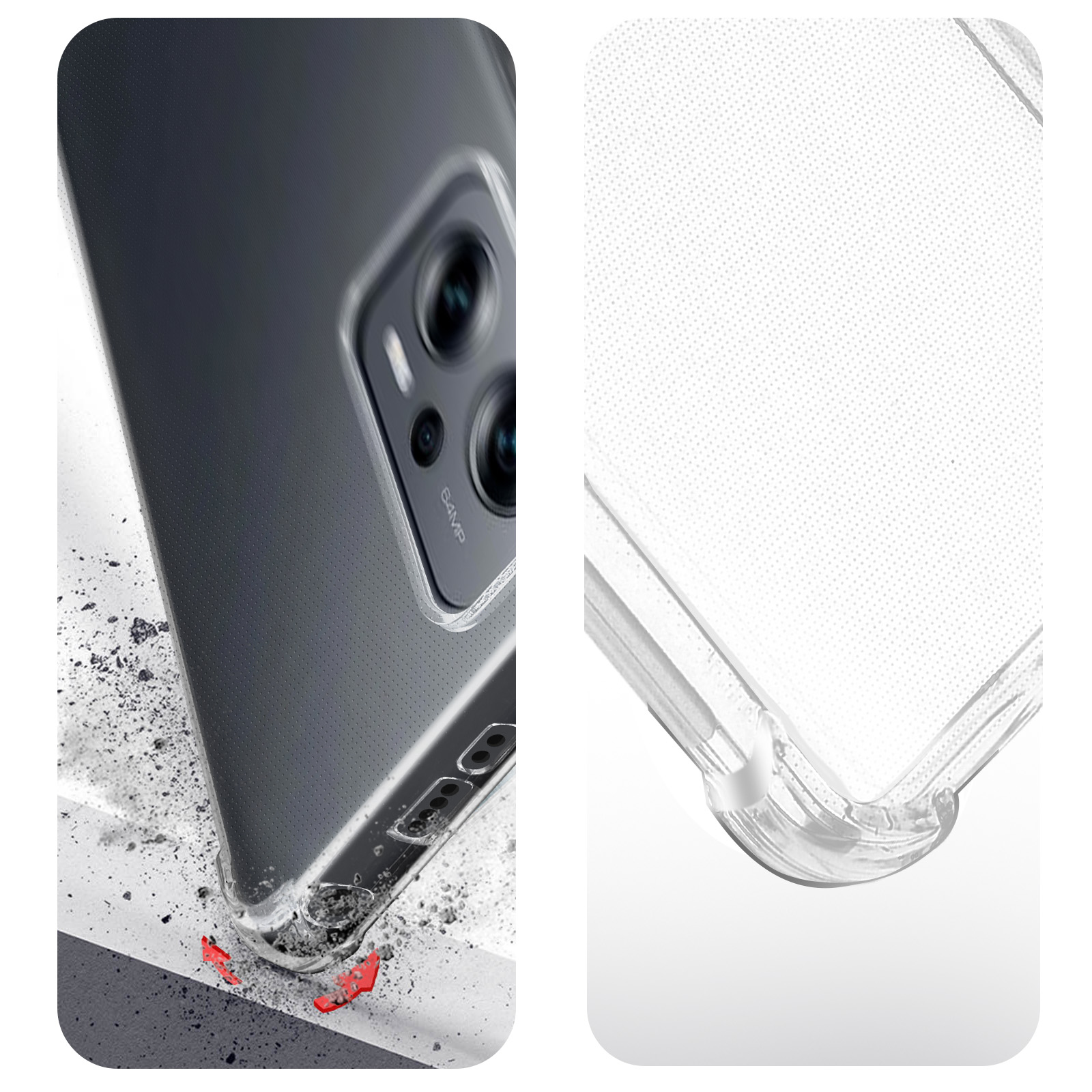 Handyhülle mit Kamera und Schutzdetail an der Seite.