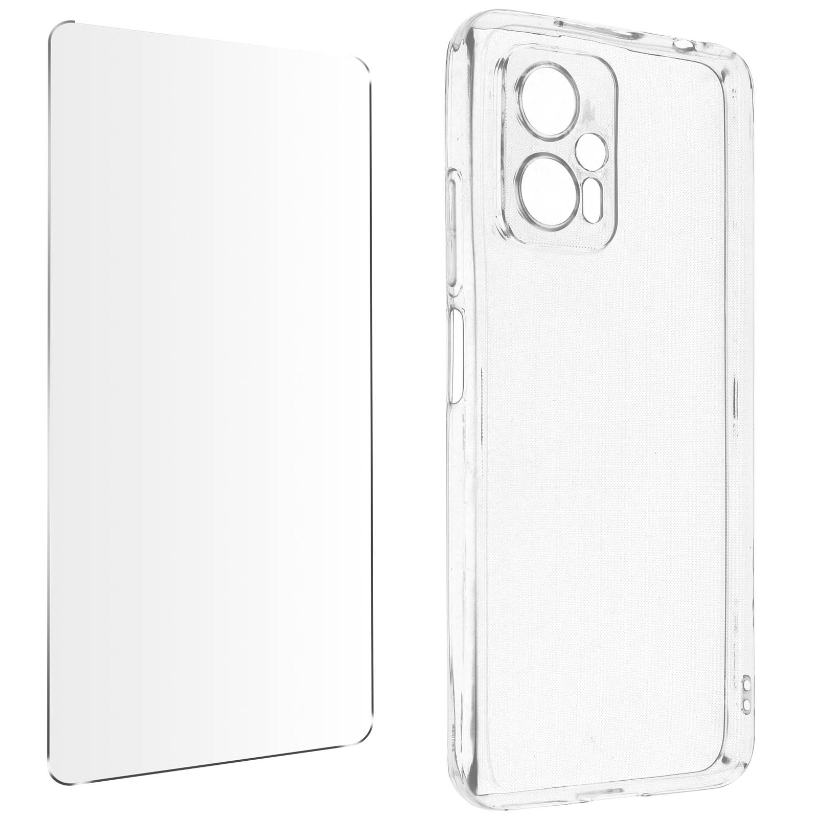 Transparente Handyhülle und Displayschutzfolie. Hülle mit verstärkten Kanten.