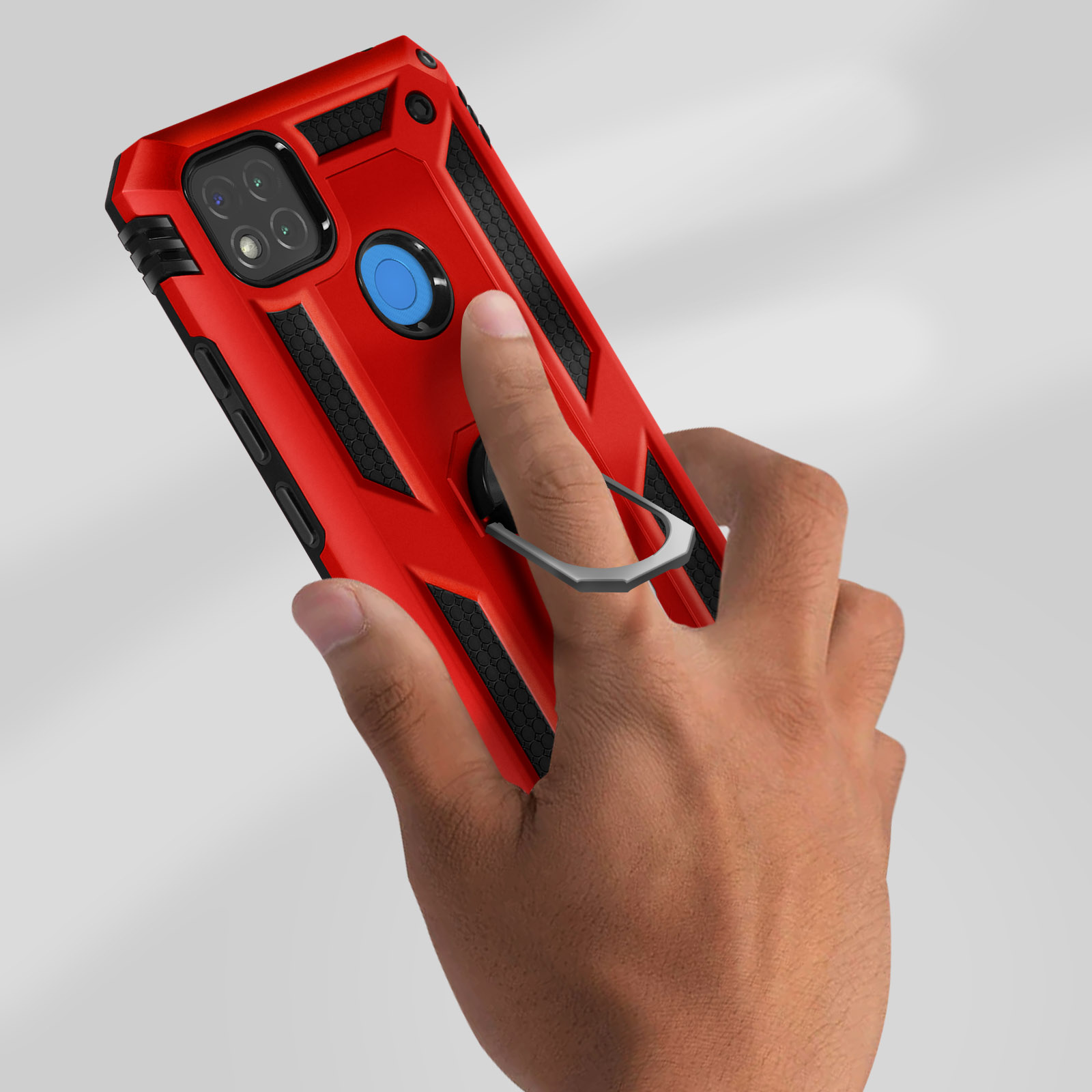 AVIZAR Ring Series, stoßfeste Redmi Backcover, Rot Xiaomi, Handyhülle mit 9C,